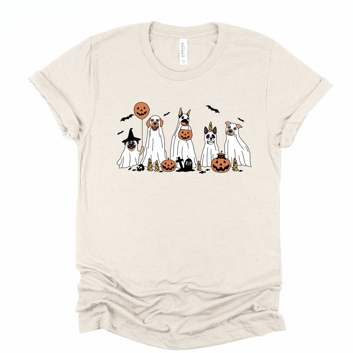 Wholesale Halloween Dogs Graphic Tee - Sand Sweatshirt