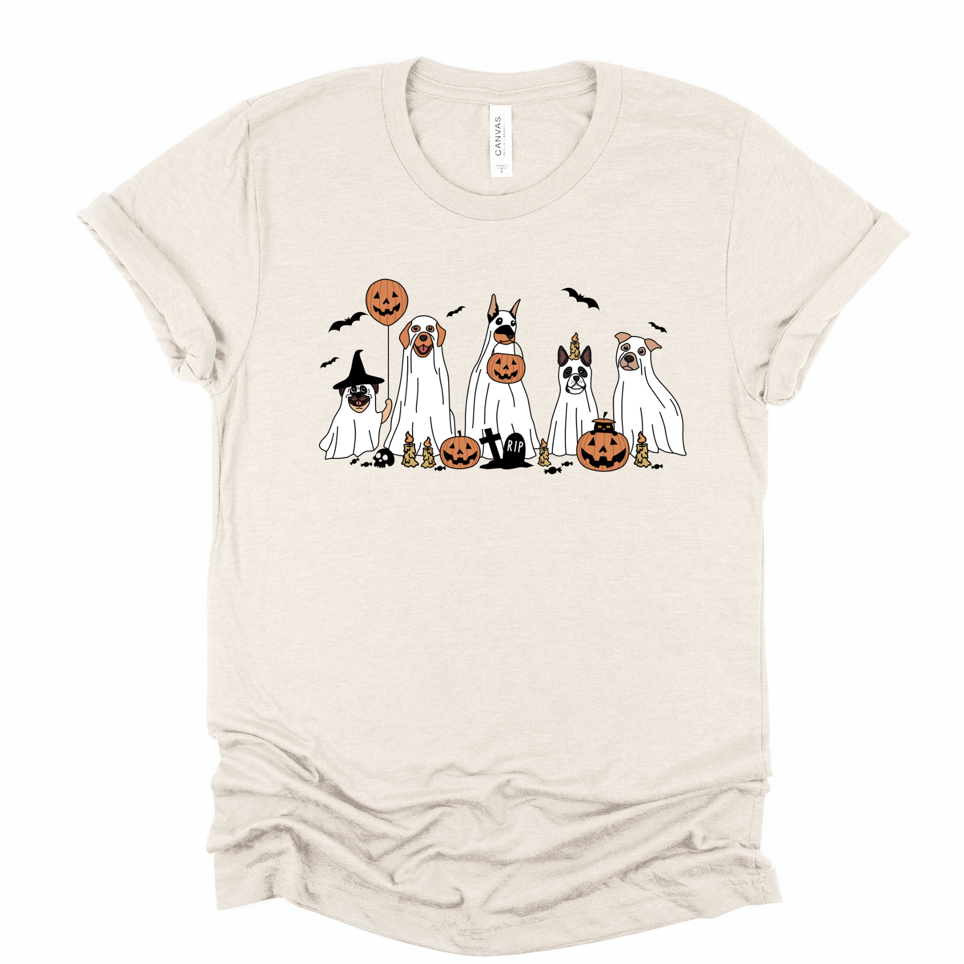 Wholesale Halloween Dogs Graphic Tee - Sand Sweatshirt