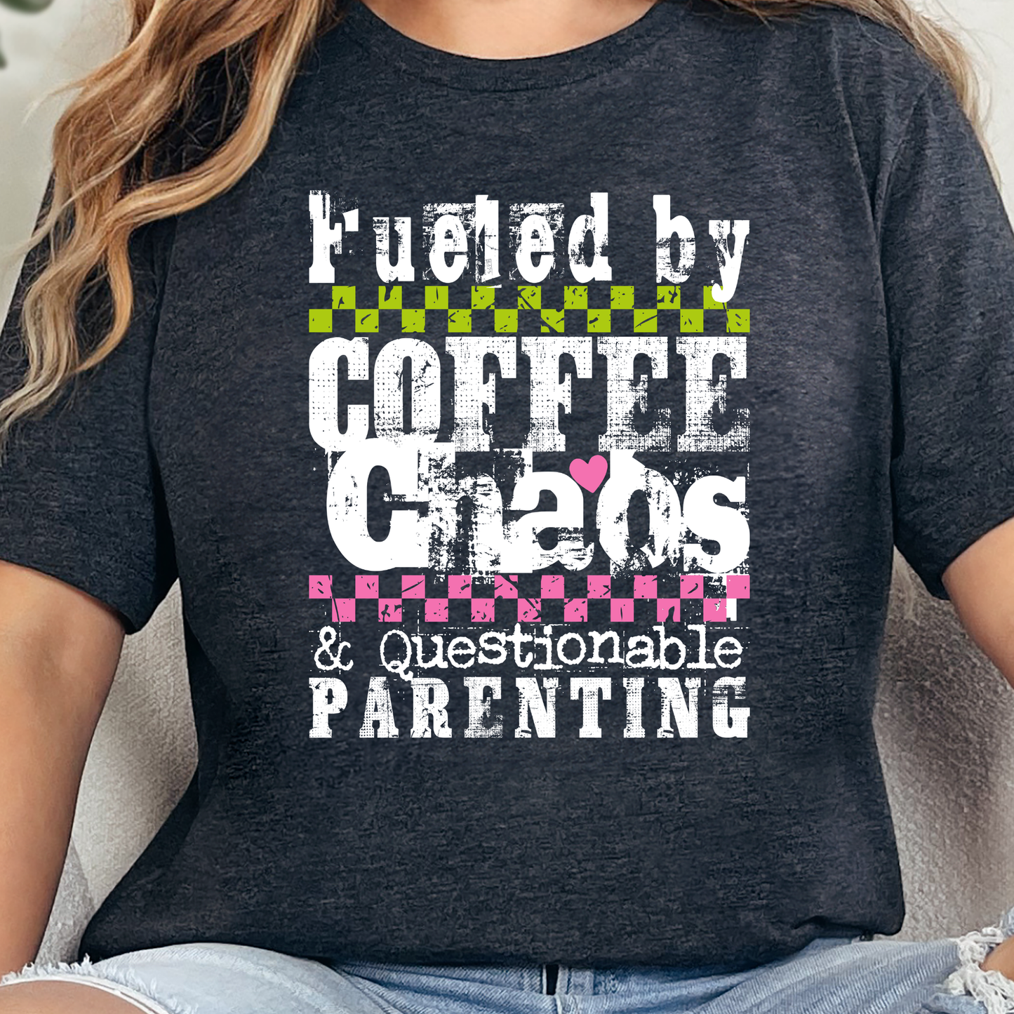 Wholesale Fueled by Coffee Chaos Graphic Tee - Dark Grey Heather Tee