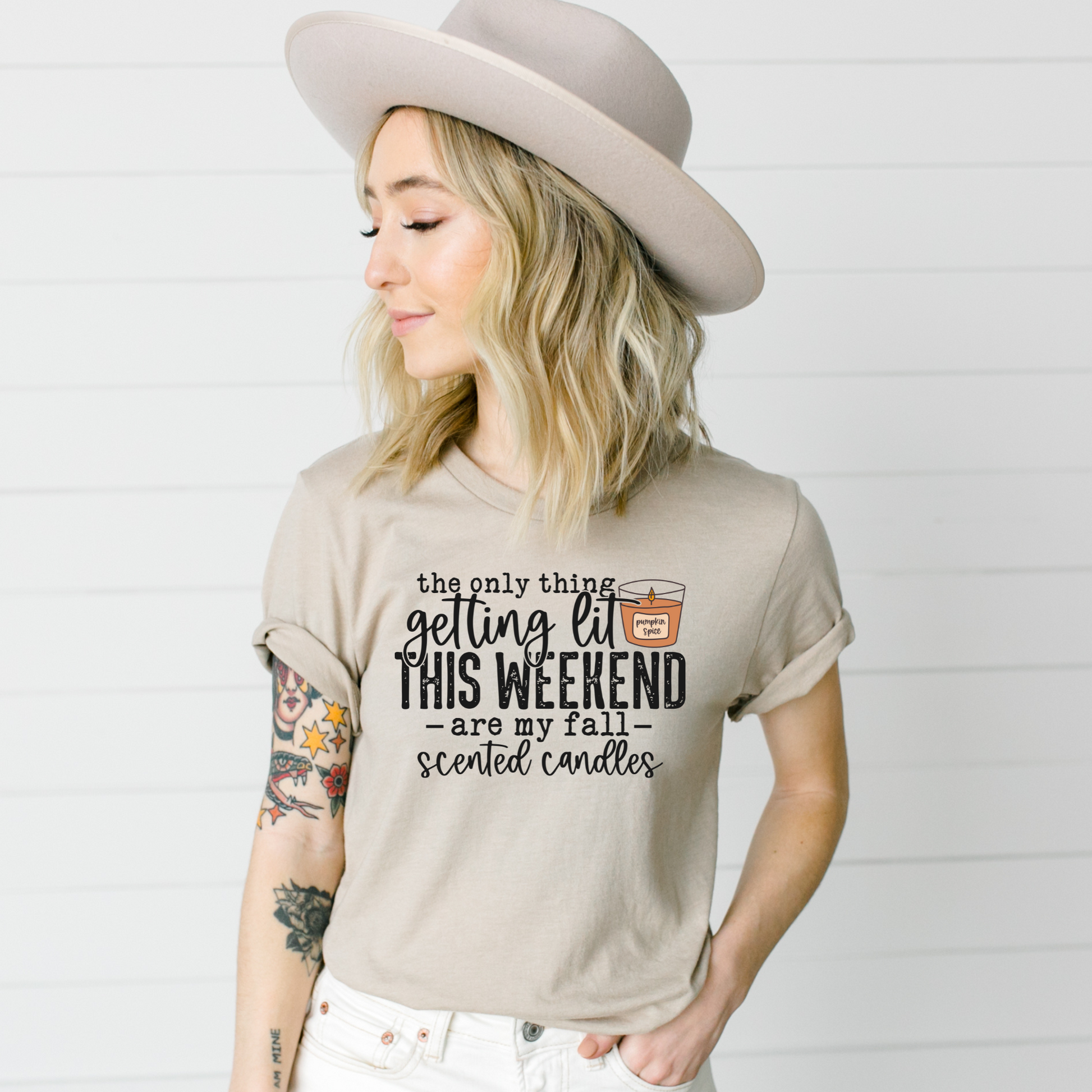 Wholesale Fall scented candles Graphic Tee - Sand