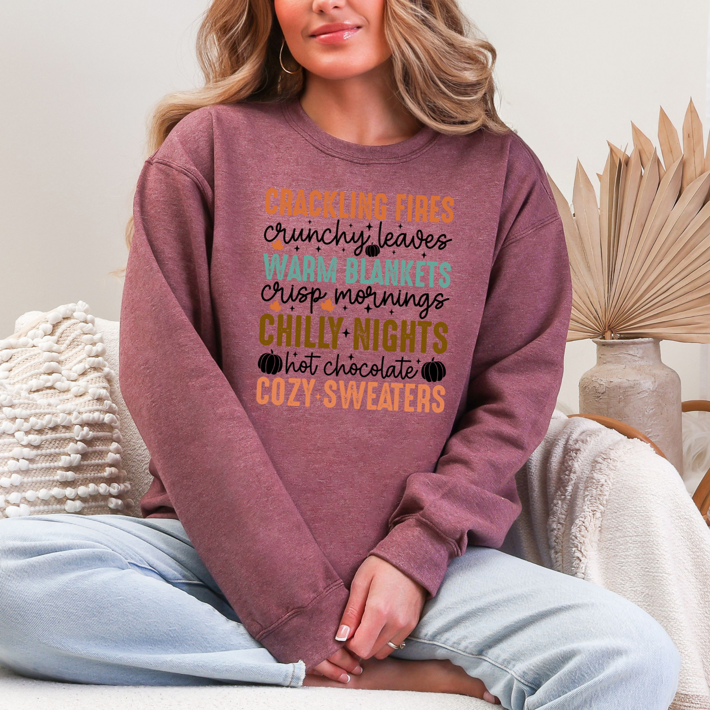 Wholesale Crackling Fires and Cozy Sweaters Sweatshirt - Heather Dark Maroon Sweatshirt