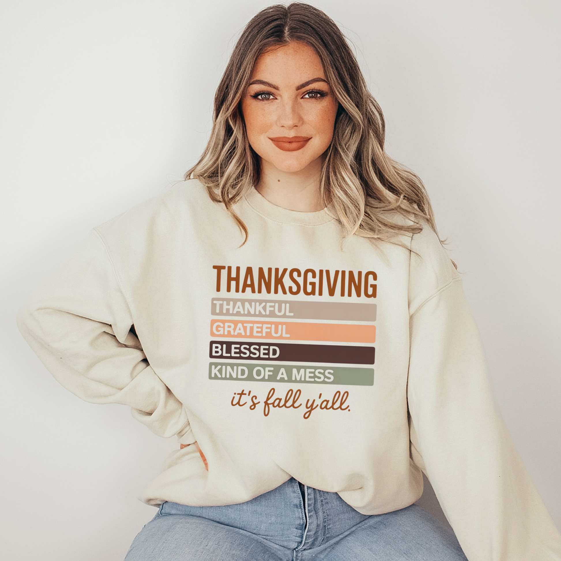 Wholesale Thanksgiving It's Fall Sweatshirt or Graphic Tee - Sand Sweatshirt