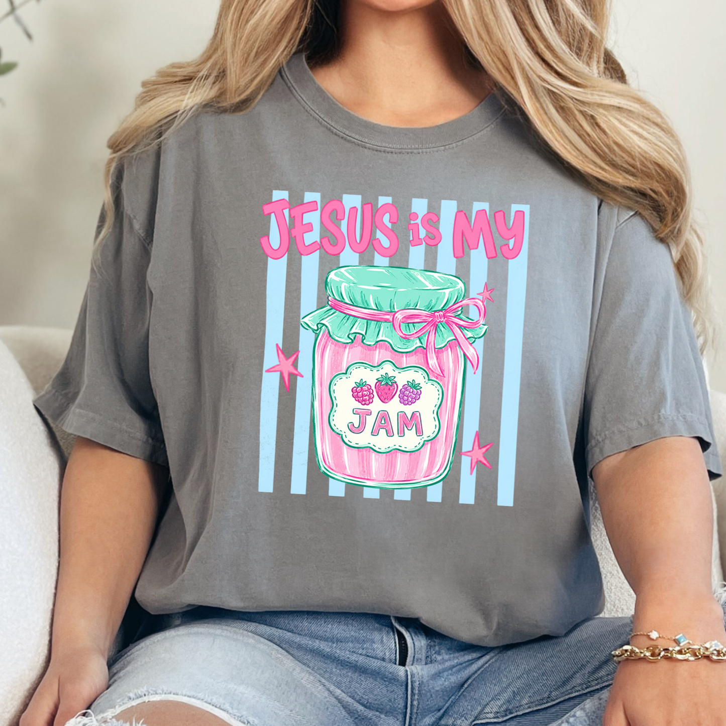 Wholesale Jesus is My Jam Graphic Tee - Grey