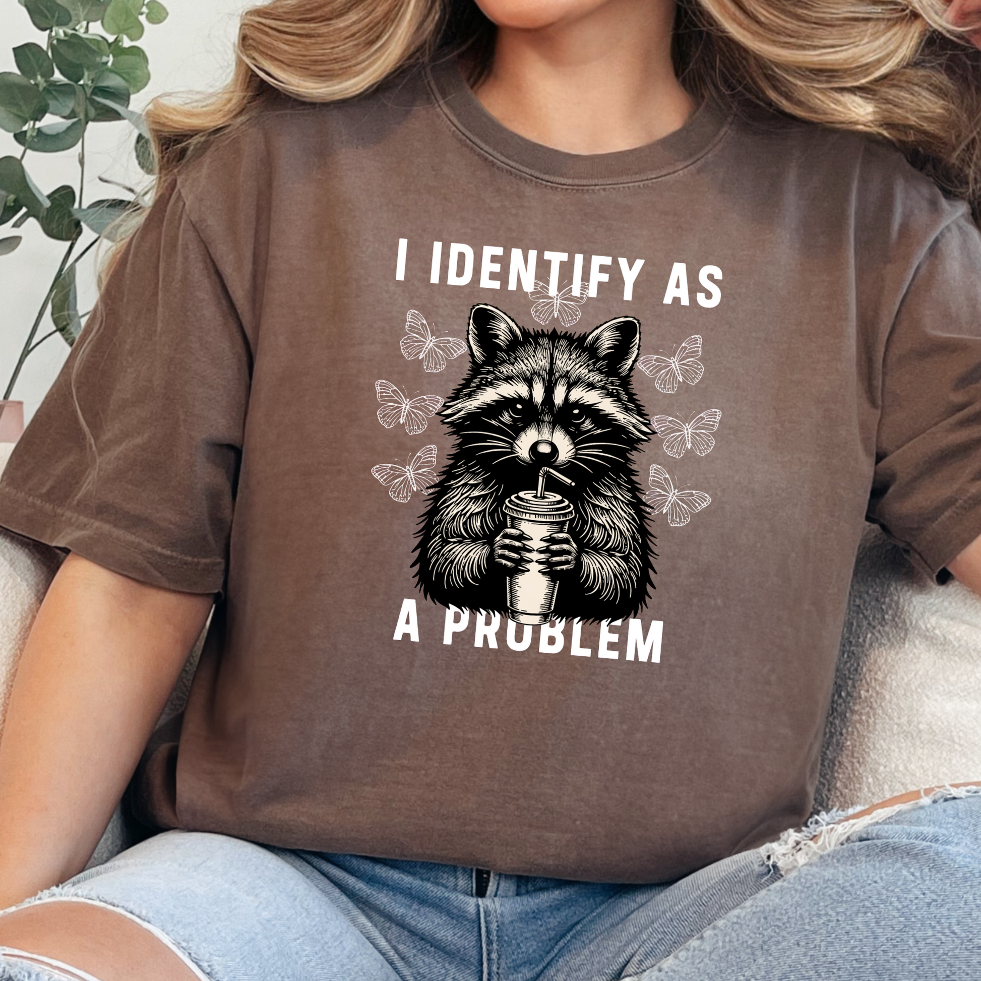Wholesale I Identify As A Problem Graphic Tee - Espresso