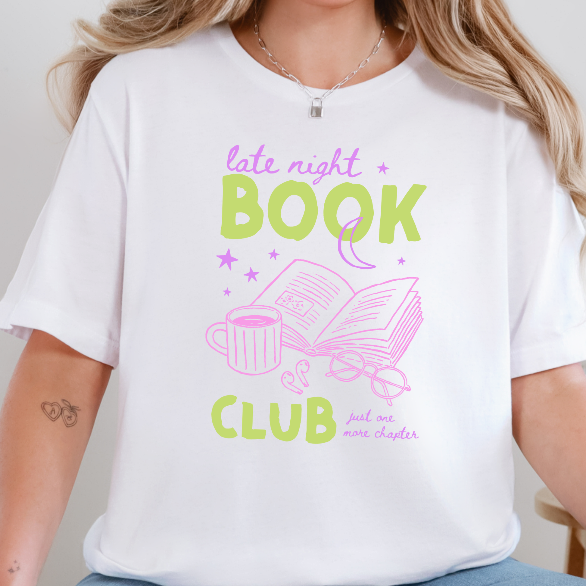 Wholesale Late Night Book Club Graphic Tee - White