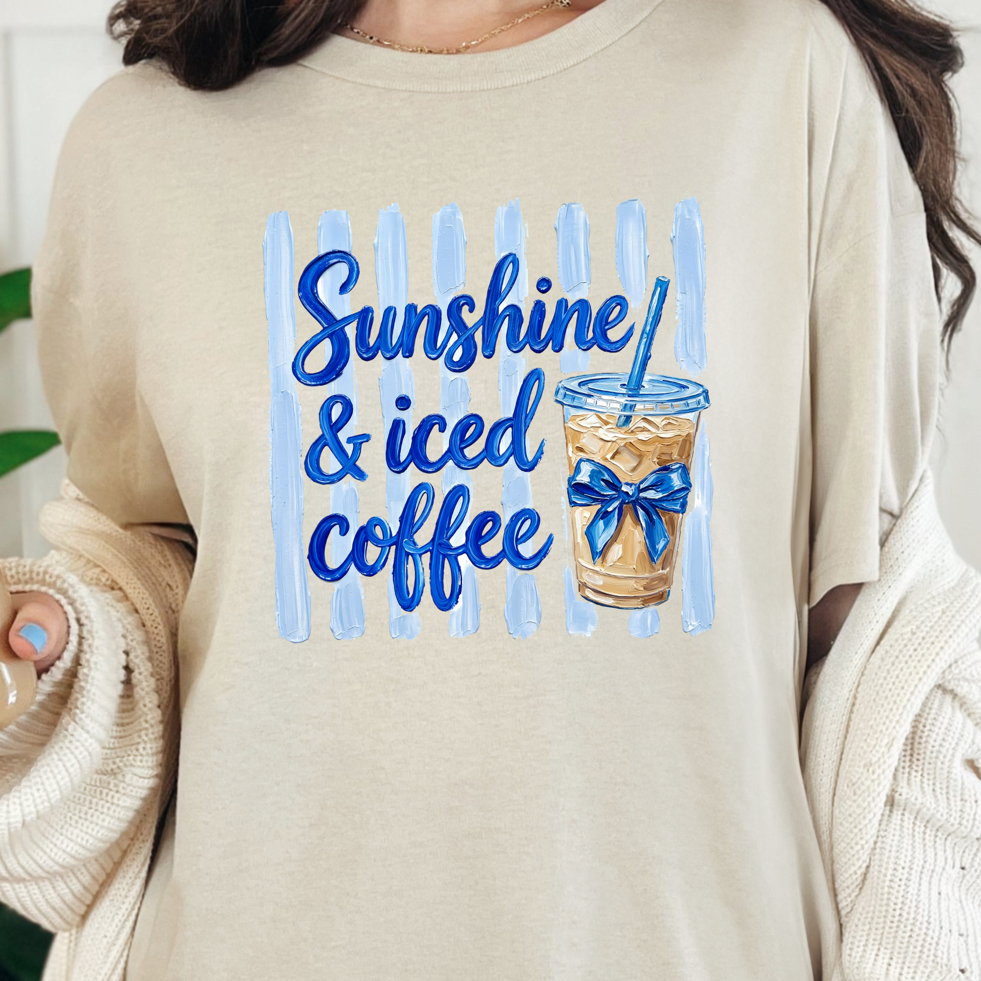 Wholesale Sunshine & Iced Coffee Graphic Tee - Natural Tee