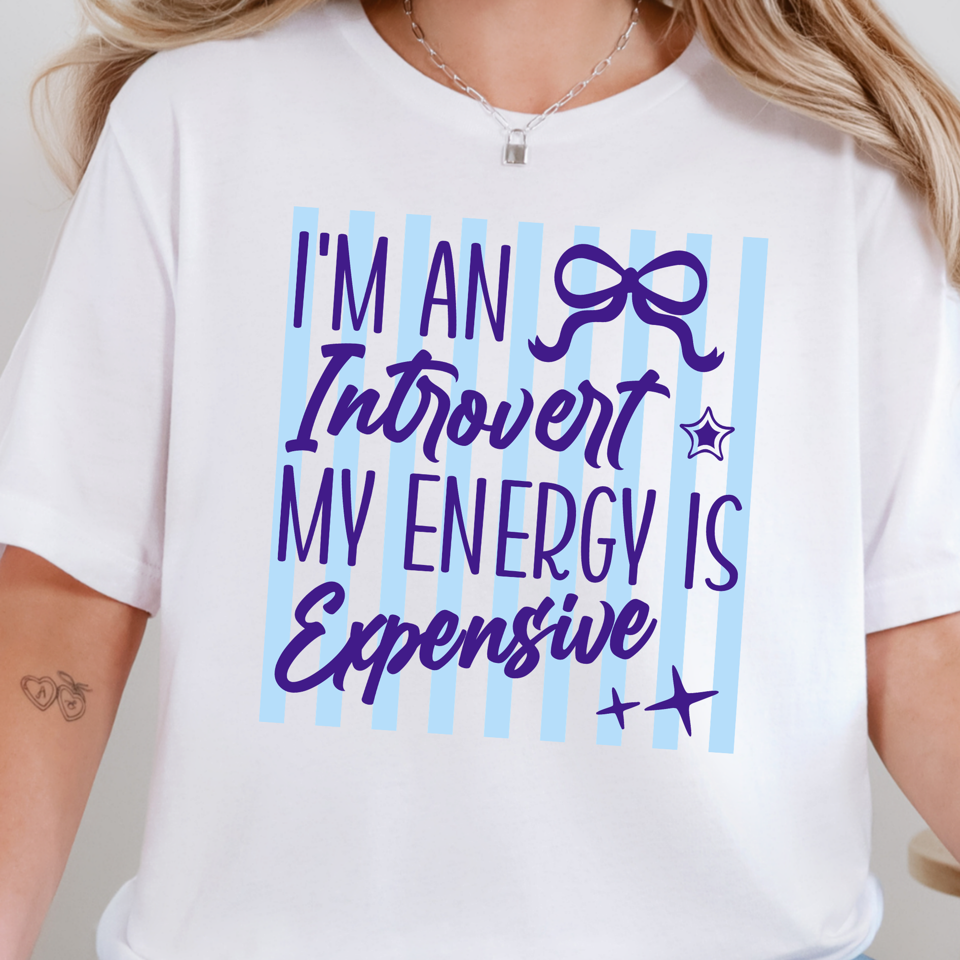 Wholesale Introvert Energy is Expensive Graphic Tee - White Tee