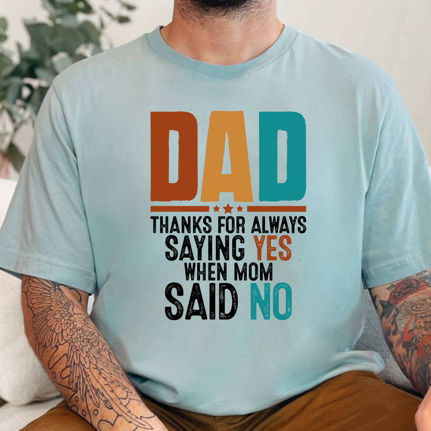Wholesale Dad Always Saying Yes Graphic Tee - Dusty Blue Tee