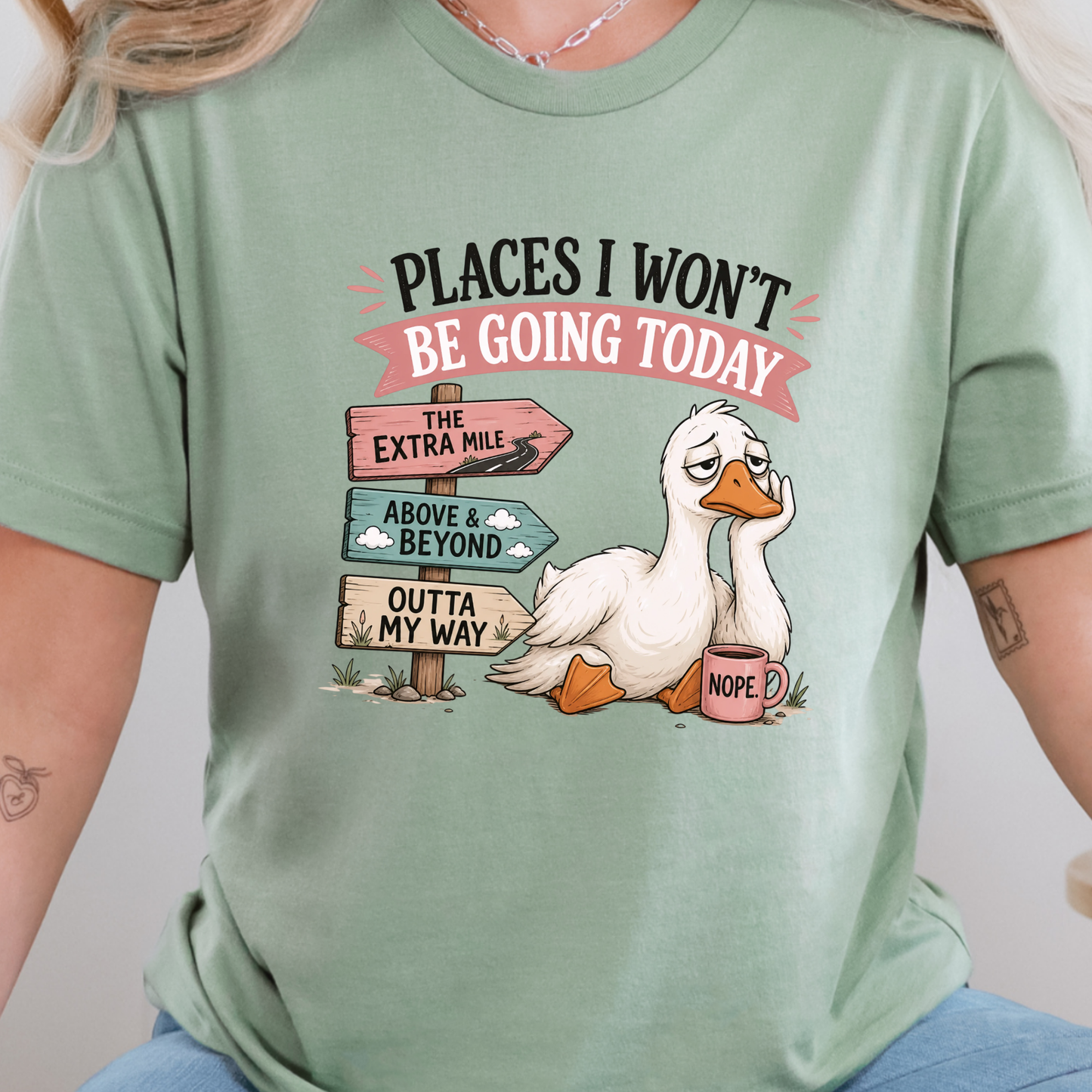 Wholesale Lazy Tired Goose Graphic Tee - Sage