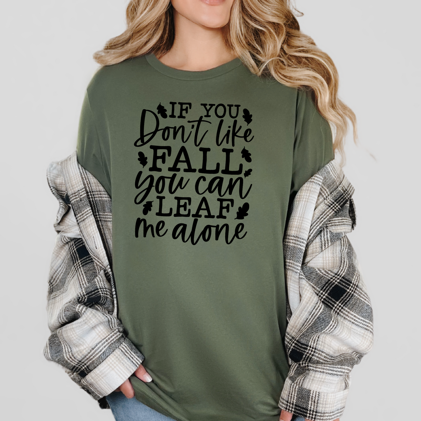 Wholesale Don't Like Fall Graphic Tee - Military Green Tee