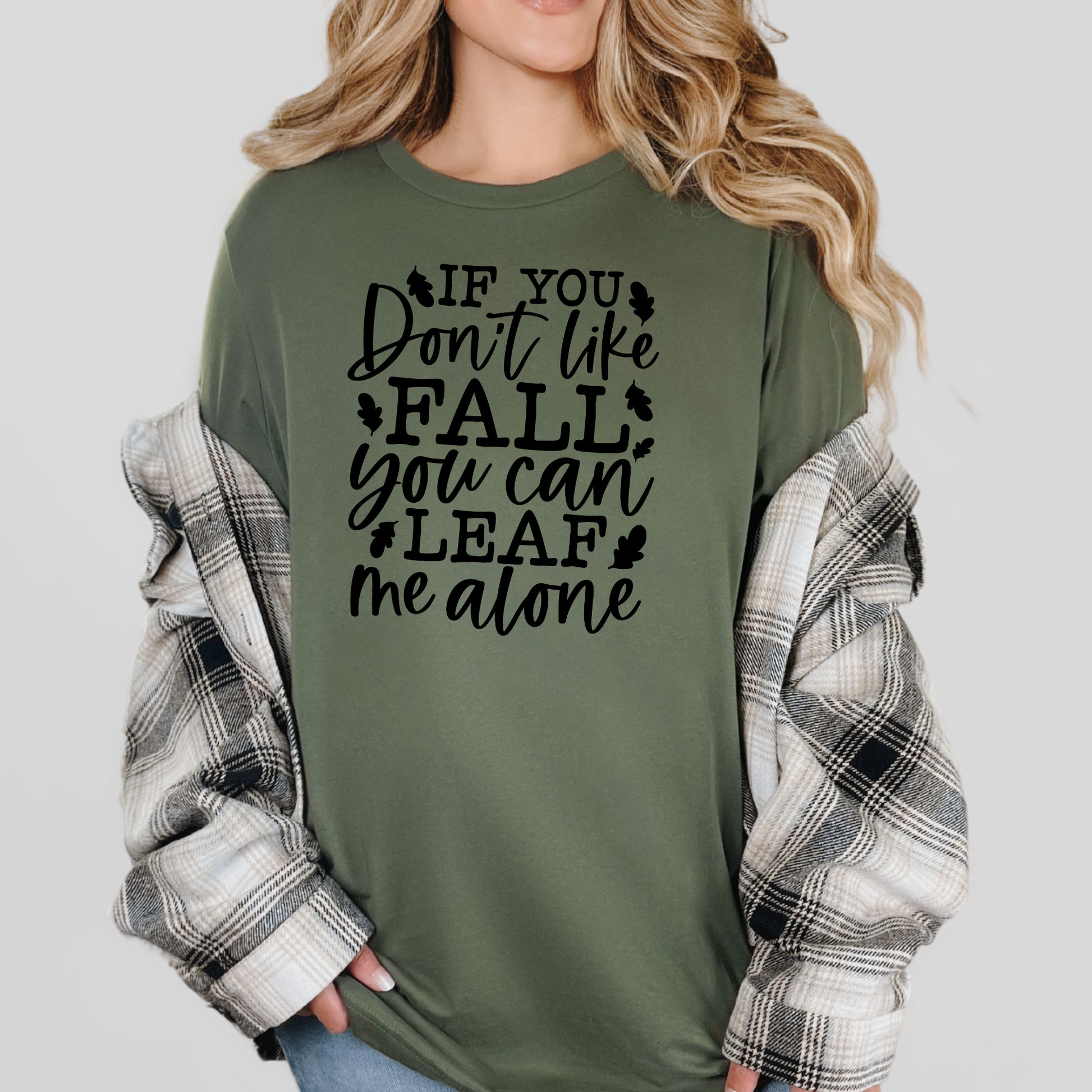 Wholesale Don't Like Fall Graphic Tee - Military Green Tee