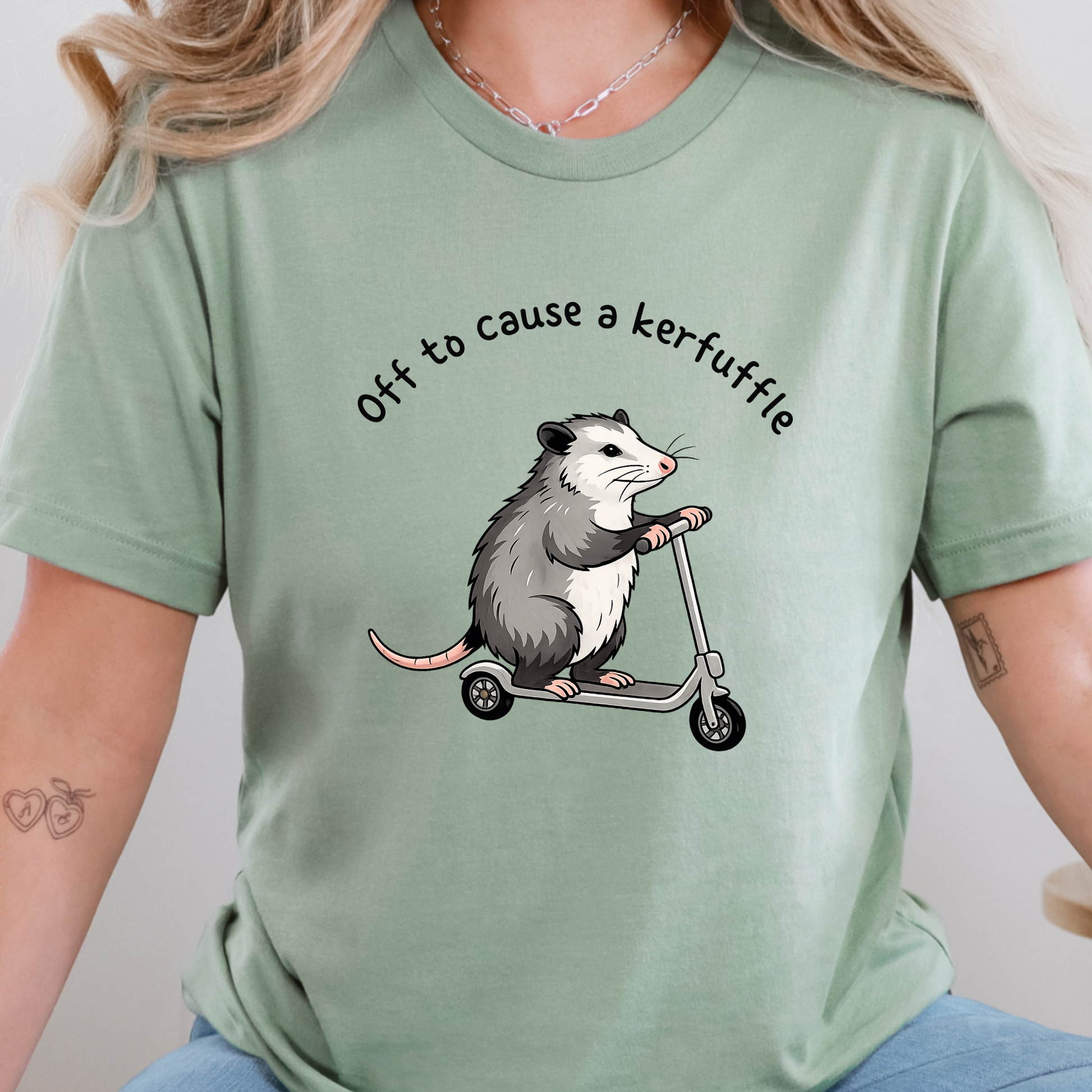 Wholesale Off to Cause Kerfuffle Graphic Tee - Sage Tee