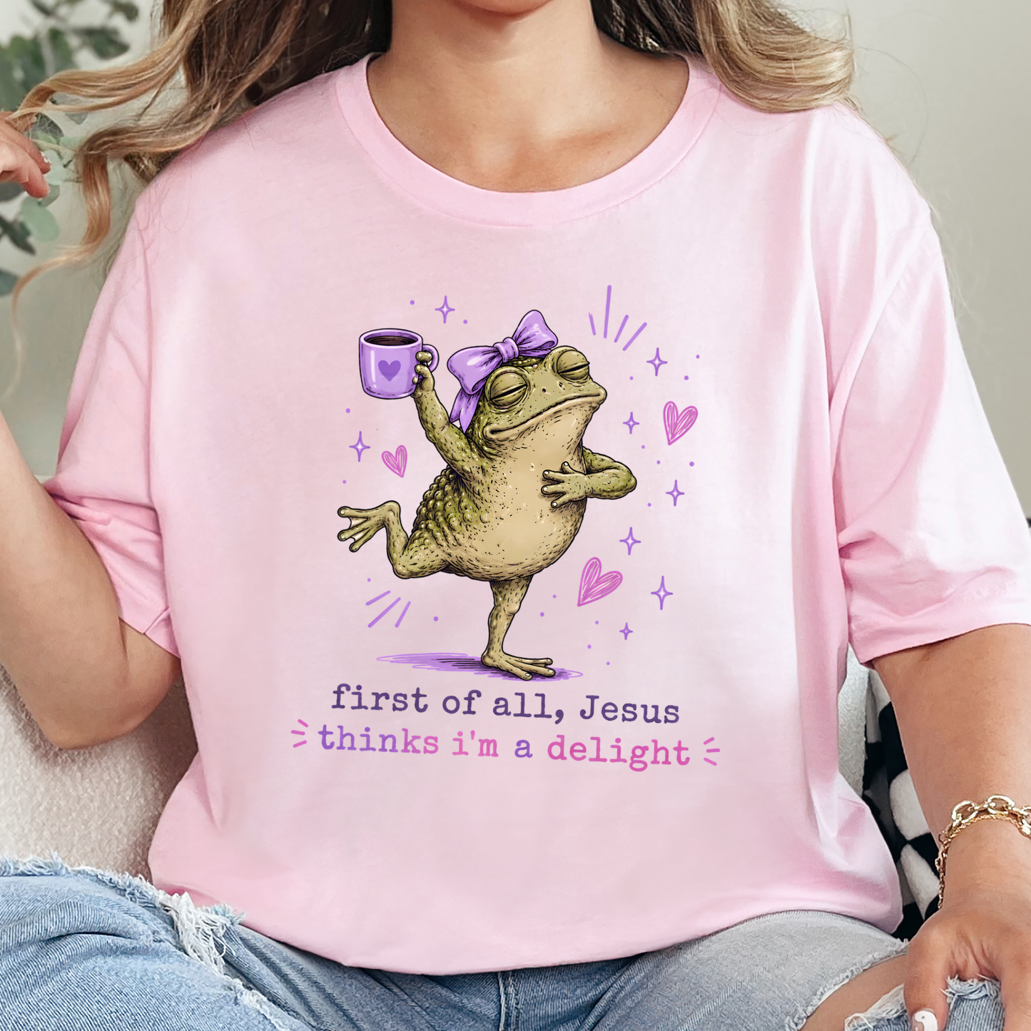 Wholesale Jesus Thinks I'm a Delight Graphic Tee - Soft Pink
