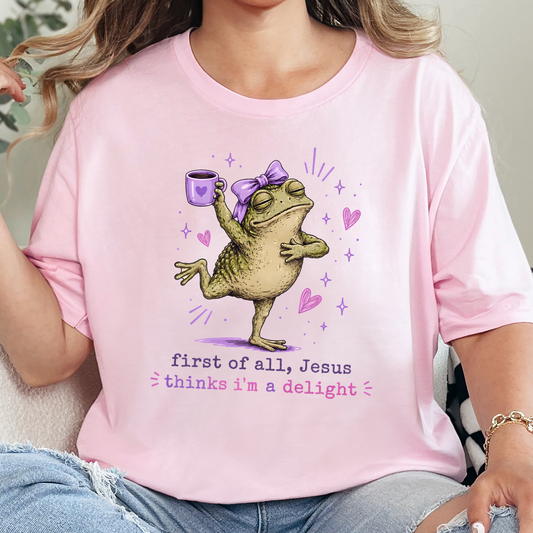 Wholesale Jesus Thinks I'm a Delight Graphic Tee - Soft Pink