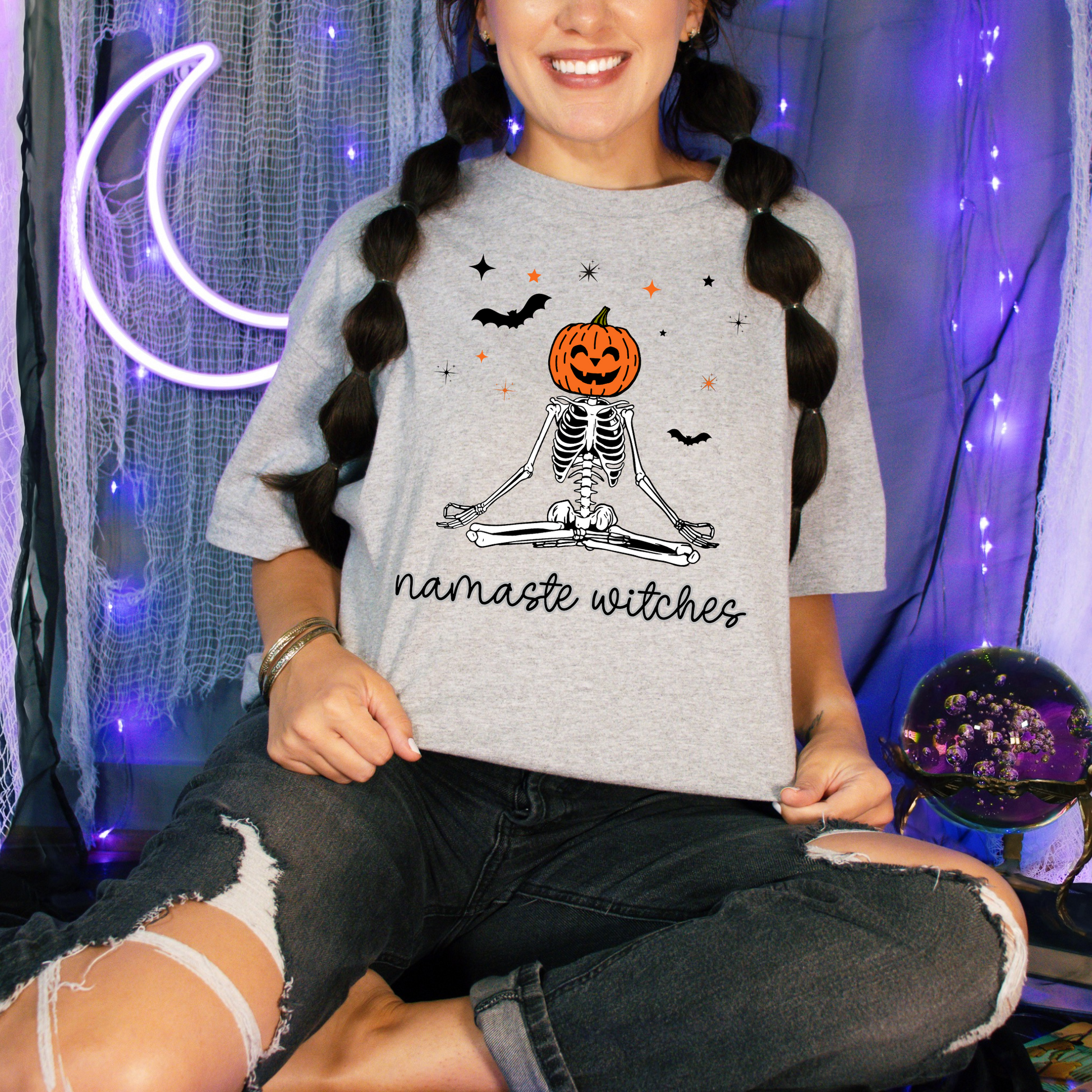 Wholesale Namaste Witches Graphic Tee - Orange Tee