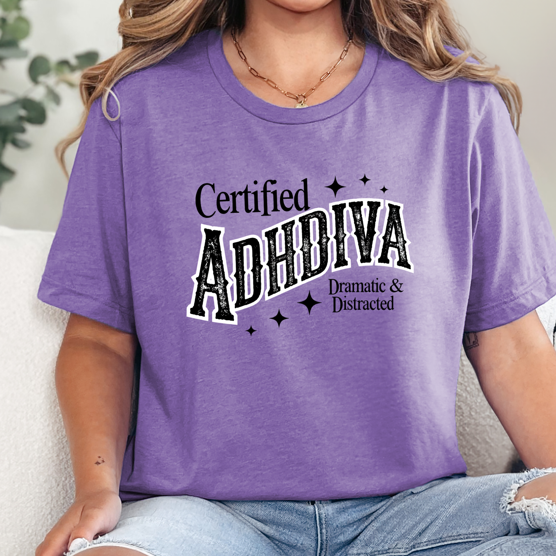 Wholesale Certified ADHDIVA Graphic Tee - Heather Team Purple