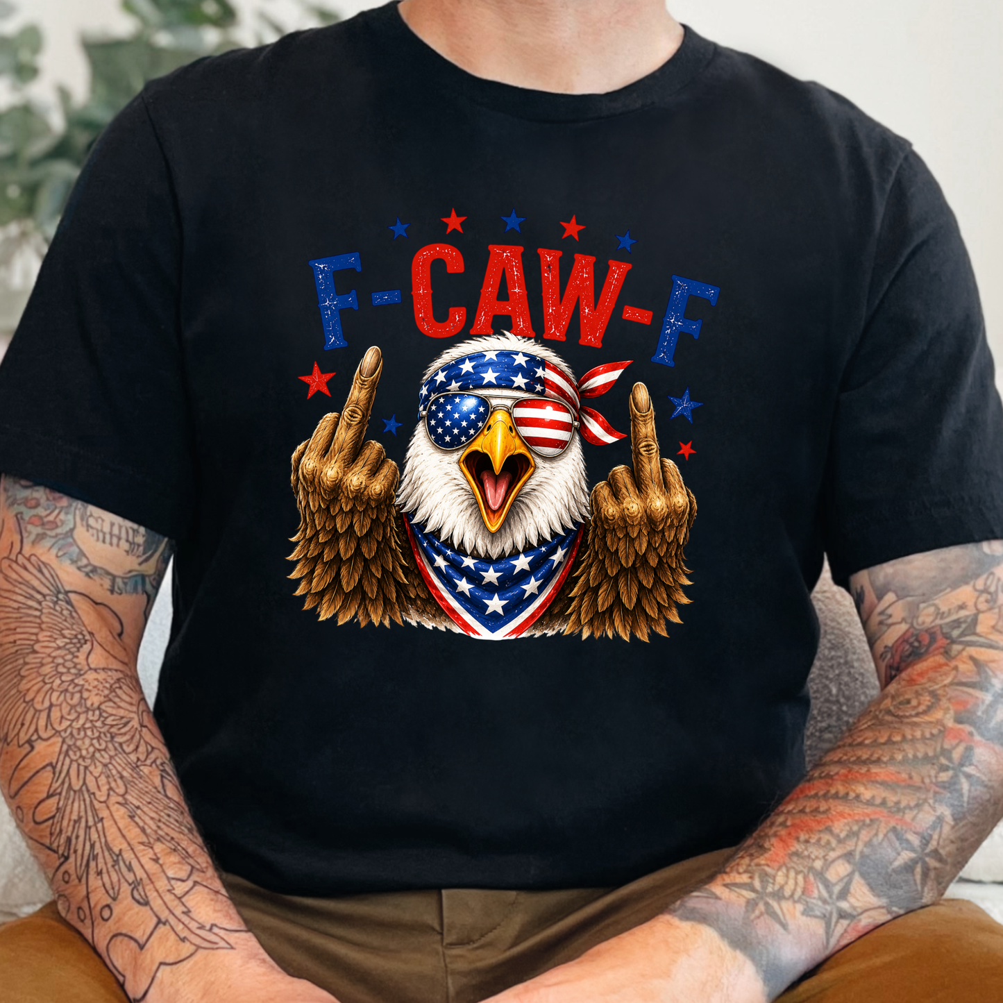 Wholesale F Caw F Eagle Graphic Tee - Black