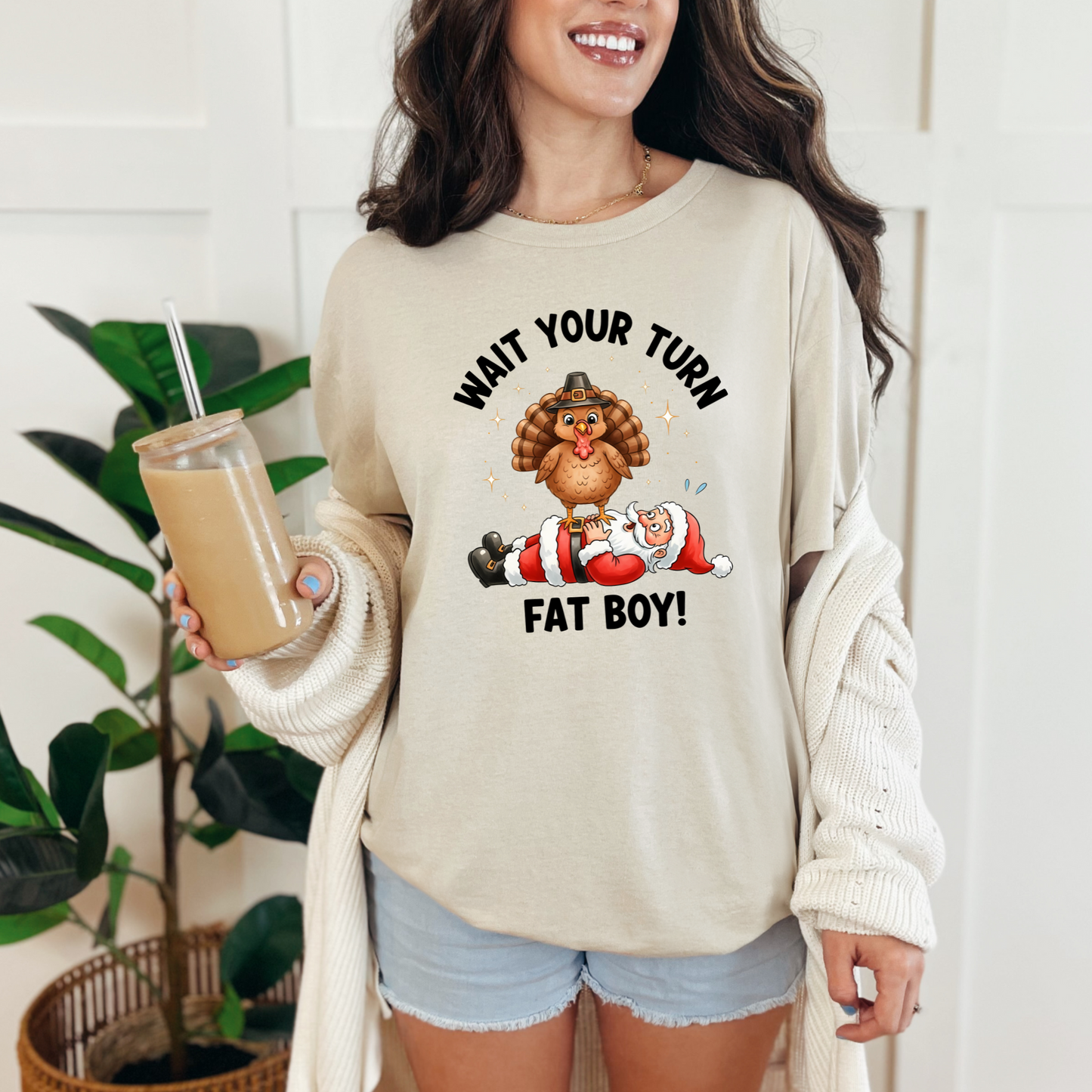 Wholesale Wait Your Turn Fat Boy Graphic Tee - Natural Tee
