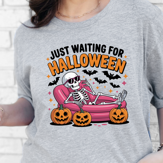 Wholesale Waiting on Halloween Graphic Tee - Grey