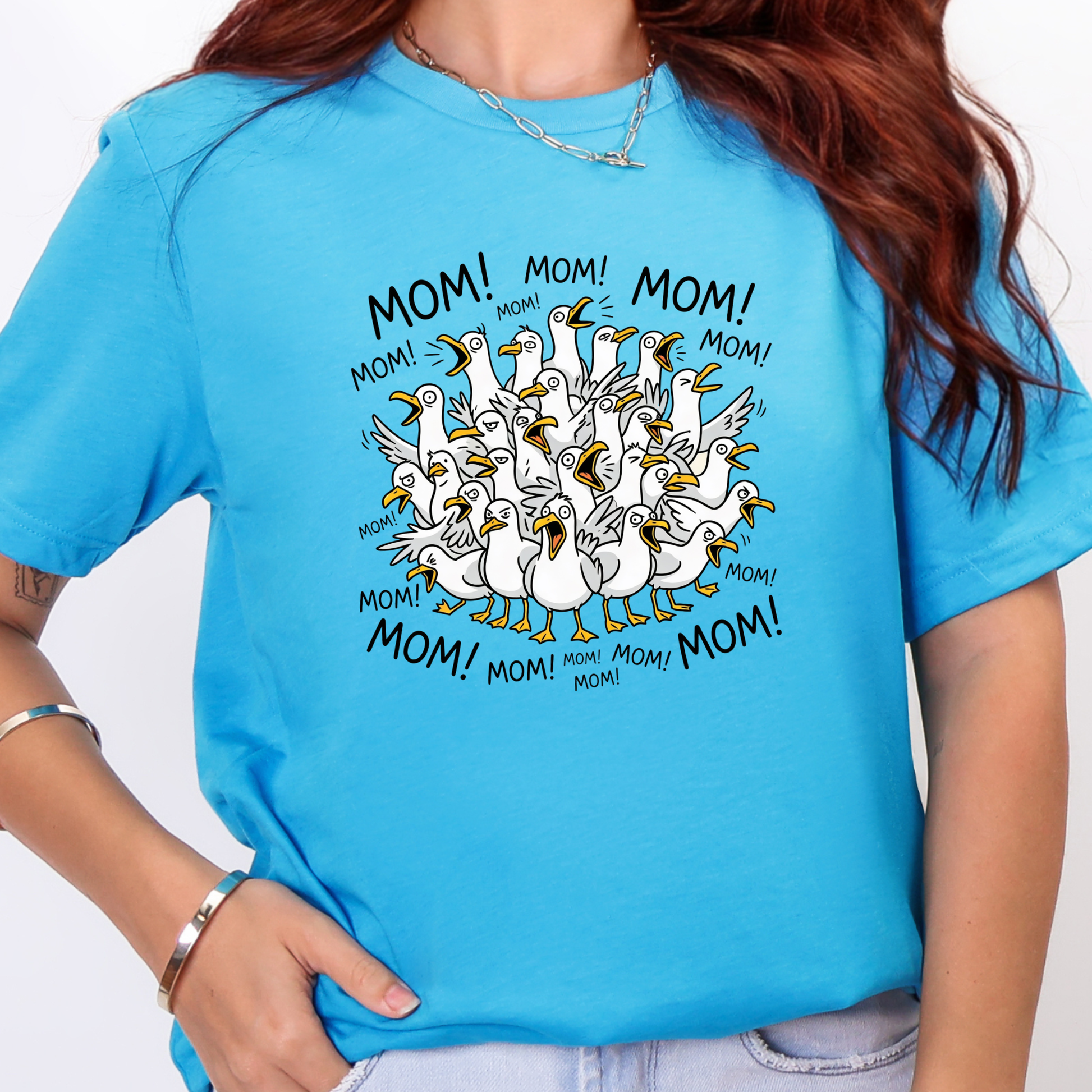 Wholesale Seagulls Calling Mom Graphic Tee - Heather Aqua Tee
