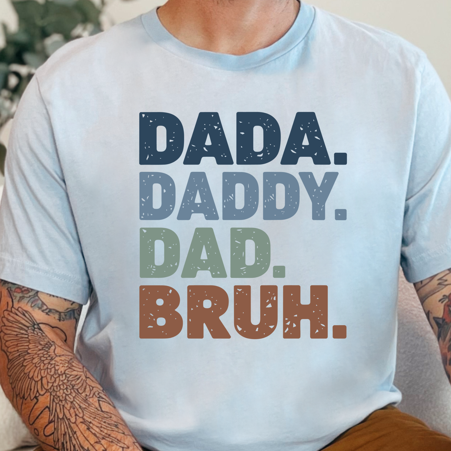 Wholesale Dada Daddy Dad Bruh Graphic Tee - Light Blue Tee