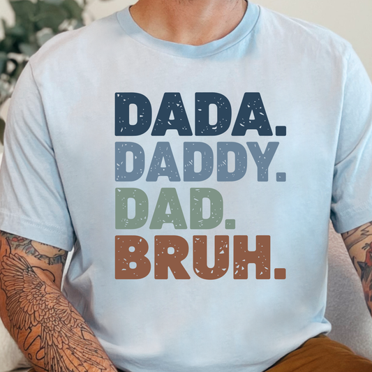 Wholesale Dada Daddy Dad Bruh Graphic Tee - Light Blue Tee