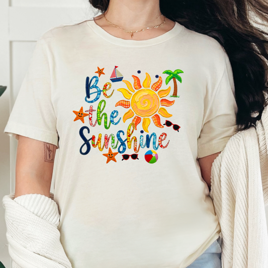 Wholesale Patchwork Be The Sunshine Graphic Tee - Natural Tee
