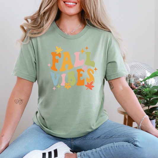 Wholesale Groovy Fall Vibes Graphic Tee - Sage Tee