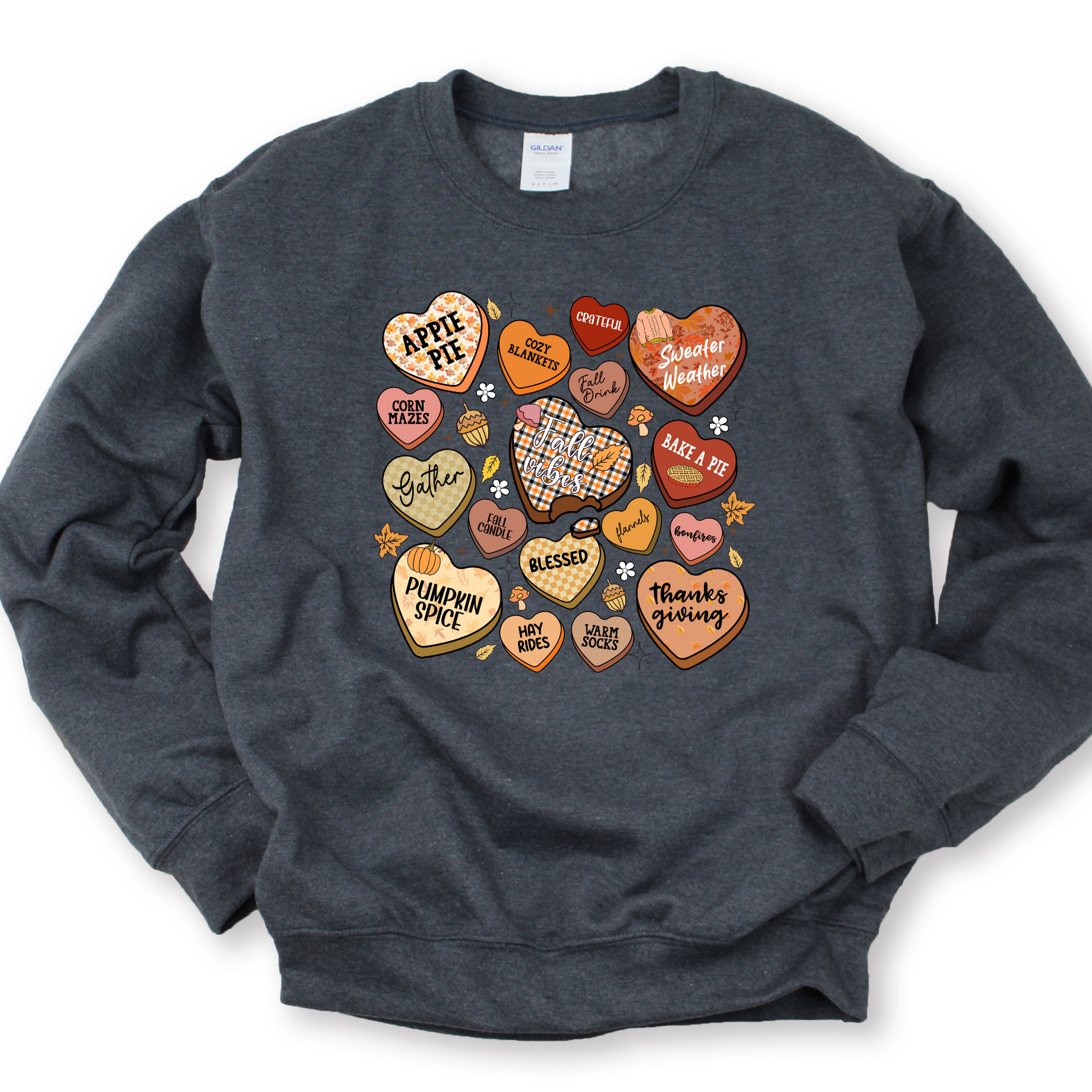 Wholesale Fall Candy Hearts - Heather Charcoal Sweatshirt