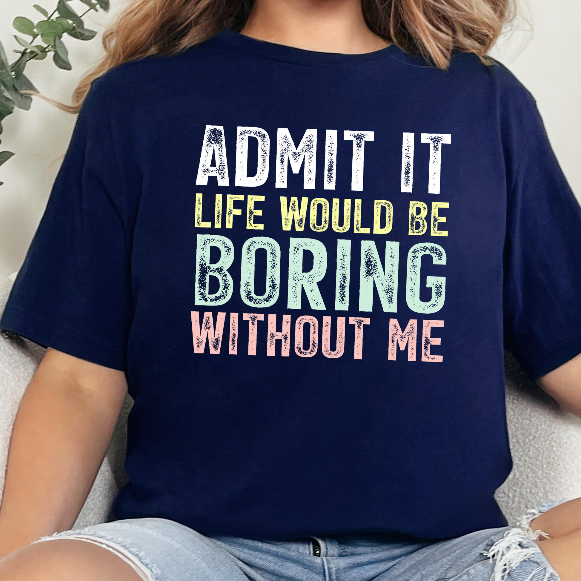 Wholesale Boring Without Me Graphic Tee - Navy Tee