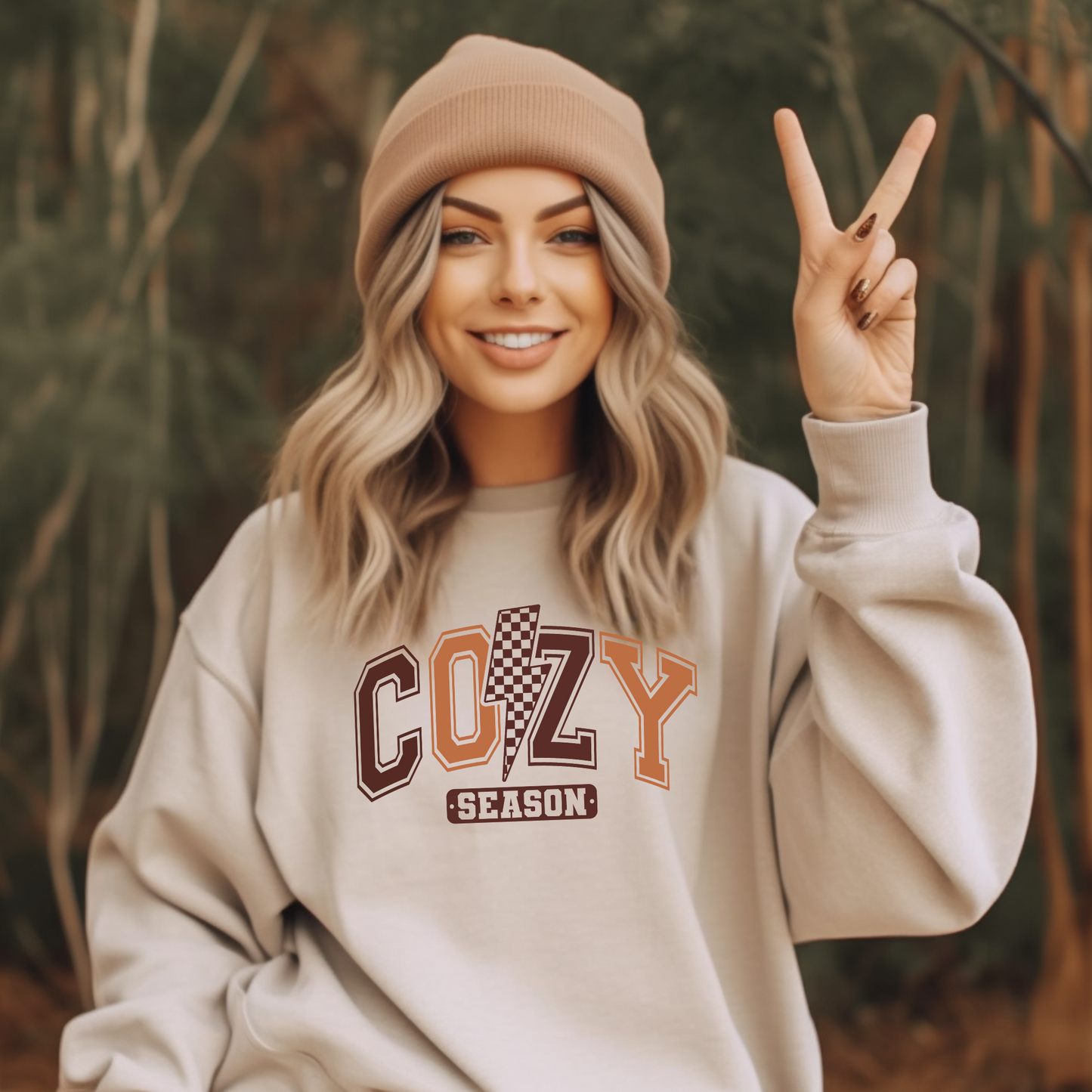Wholesale Varsity Cozy Season - Grey Sweatshirt