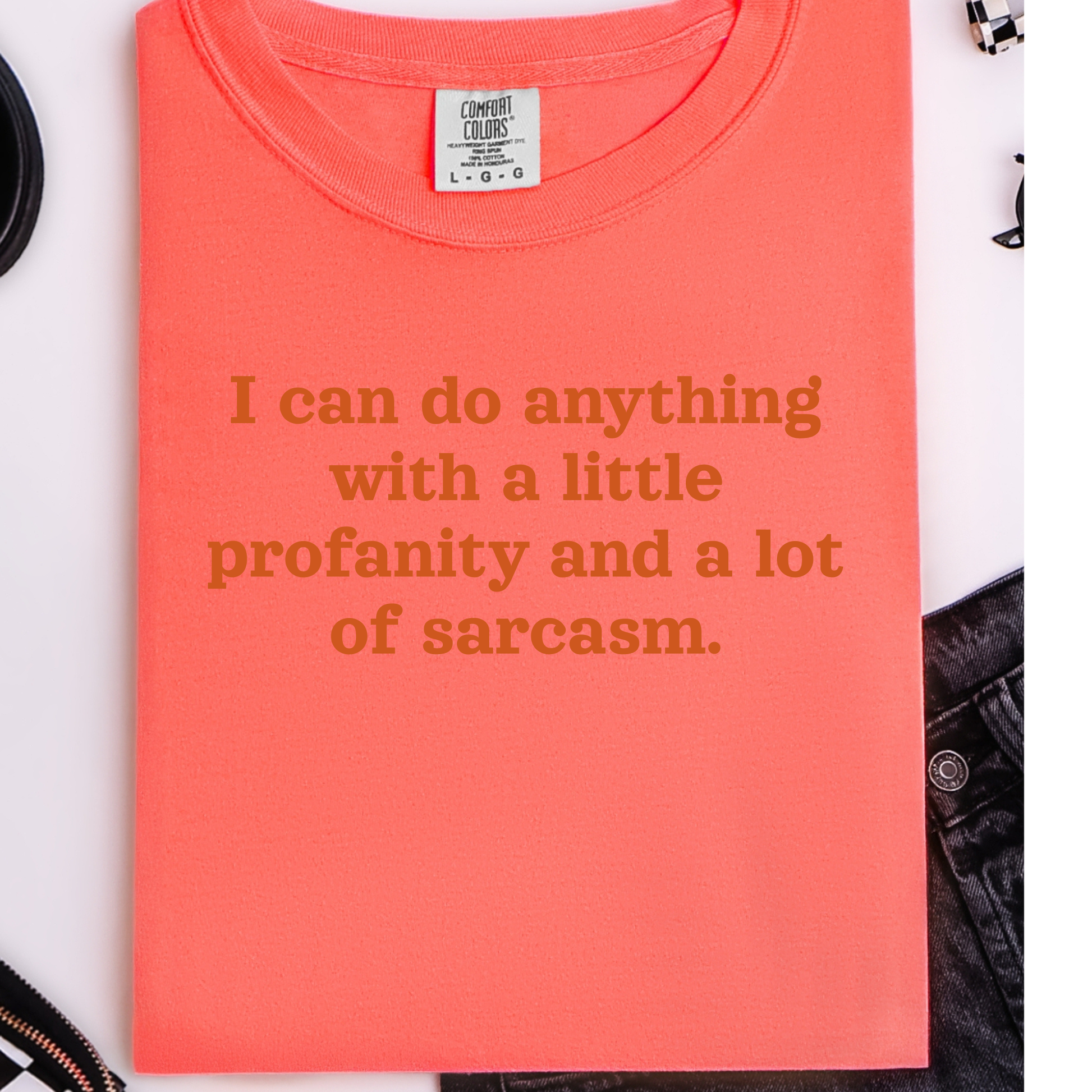 Wholesale Sarcastic Sayings Collection Graphic Tee - Neon Red Orange
