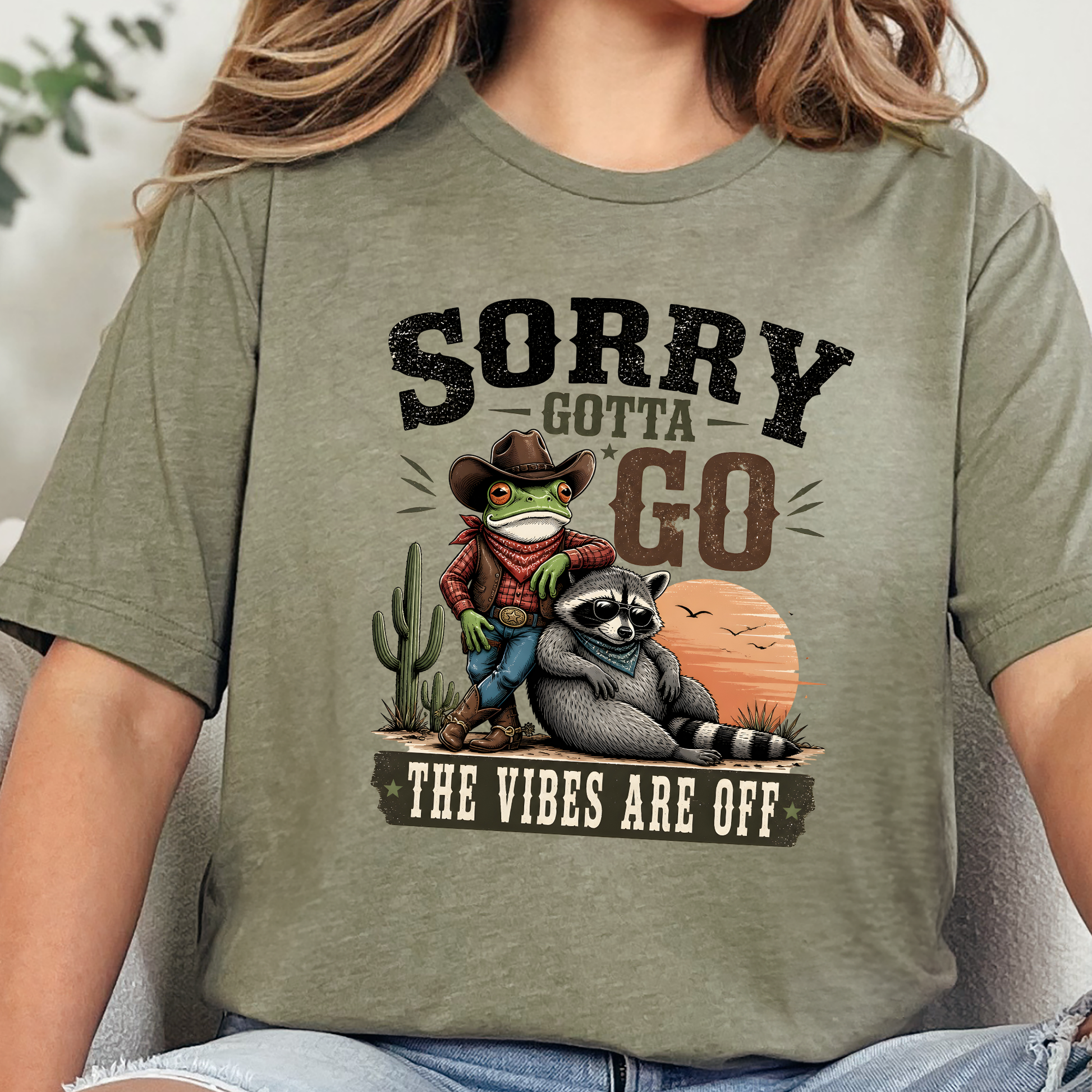 Wholesale The Vibes Are Off Graphic Tee - Heather Olive