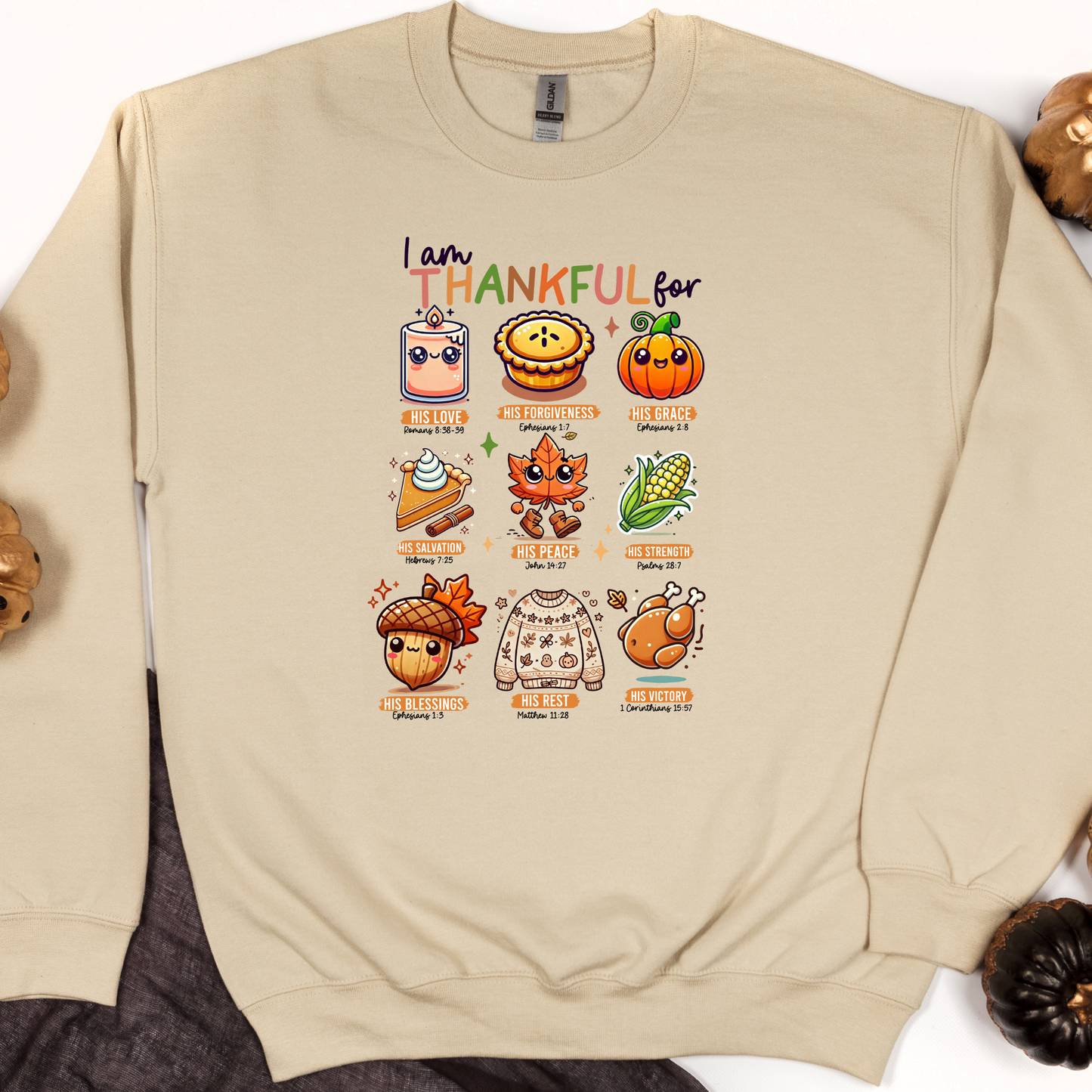 Wholesale Fall I Am Thankful For - Sand Sweatshirt