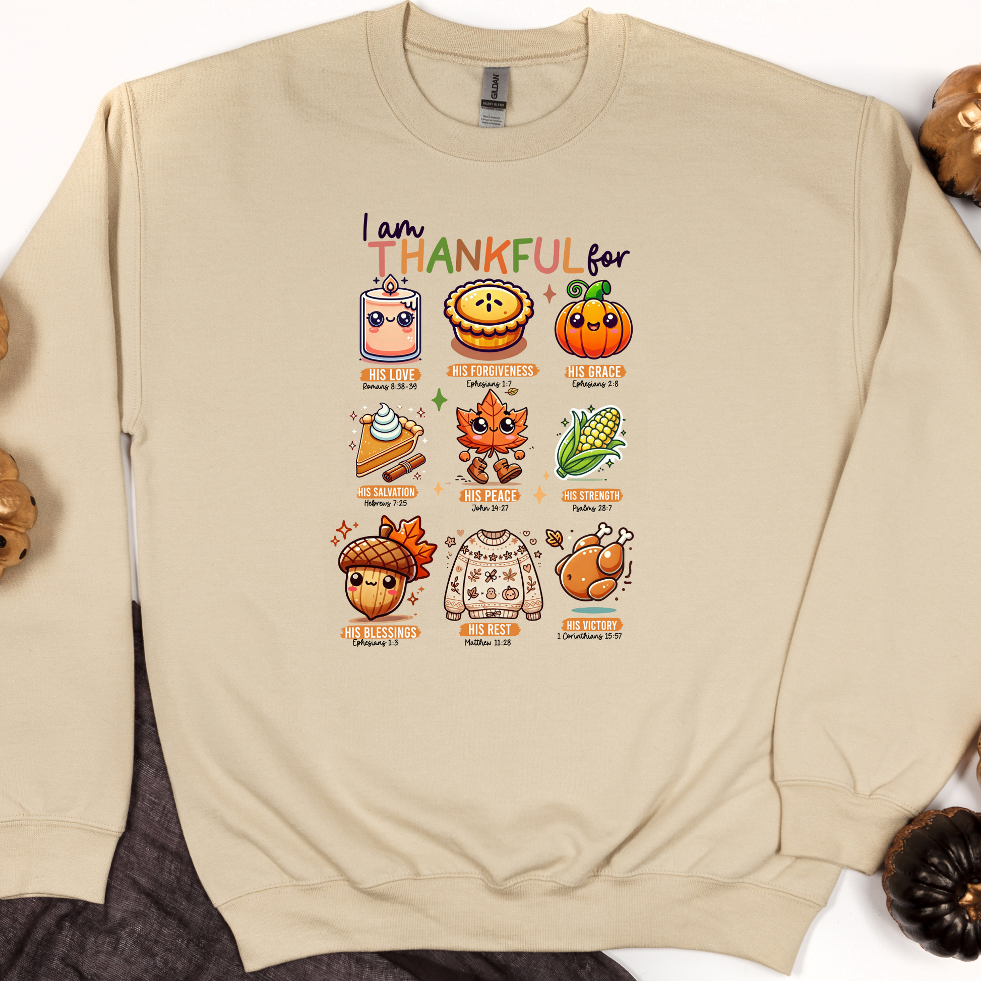Wholesale Fall I Am Thankful For - Sand Sweatshirt