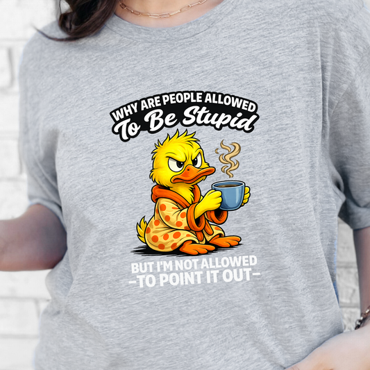 Wholesale Allowed To Be Stupid Graphic Tee - Grey Tee