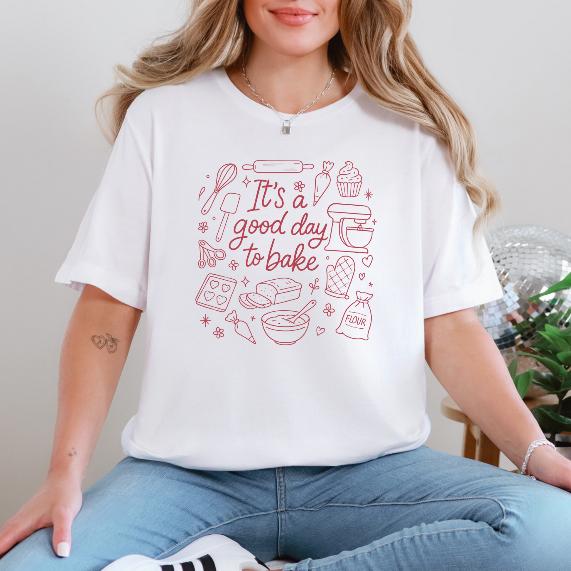 Wholesale Good Day to Bake Graphic Tee - White Tee