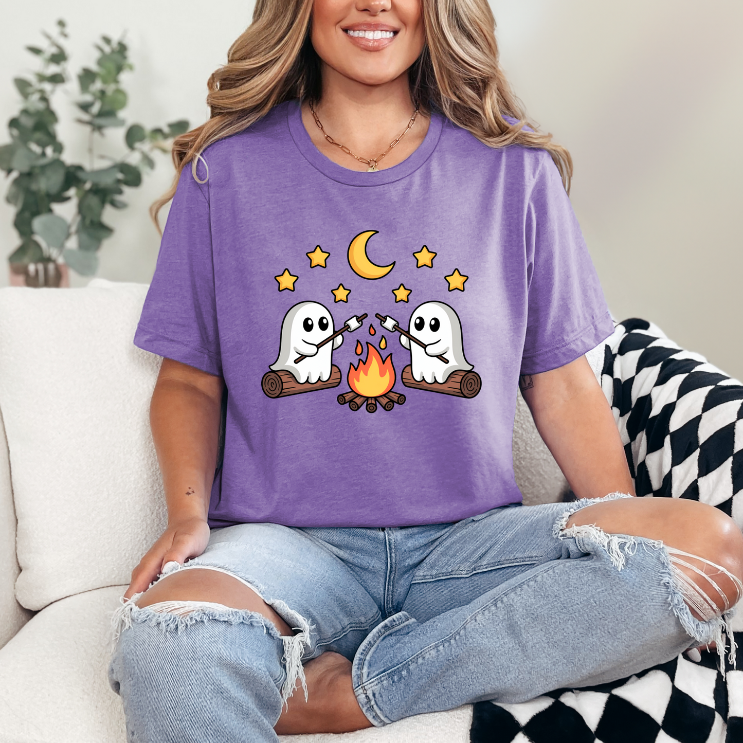 Wholesale Roasting Marshmallows Graphic Tee - Heather Team Purple Tee