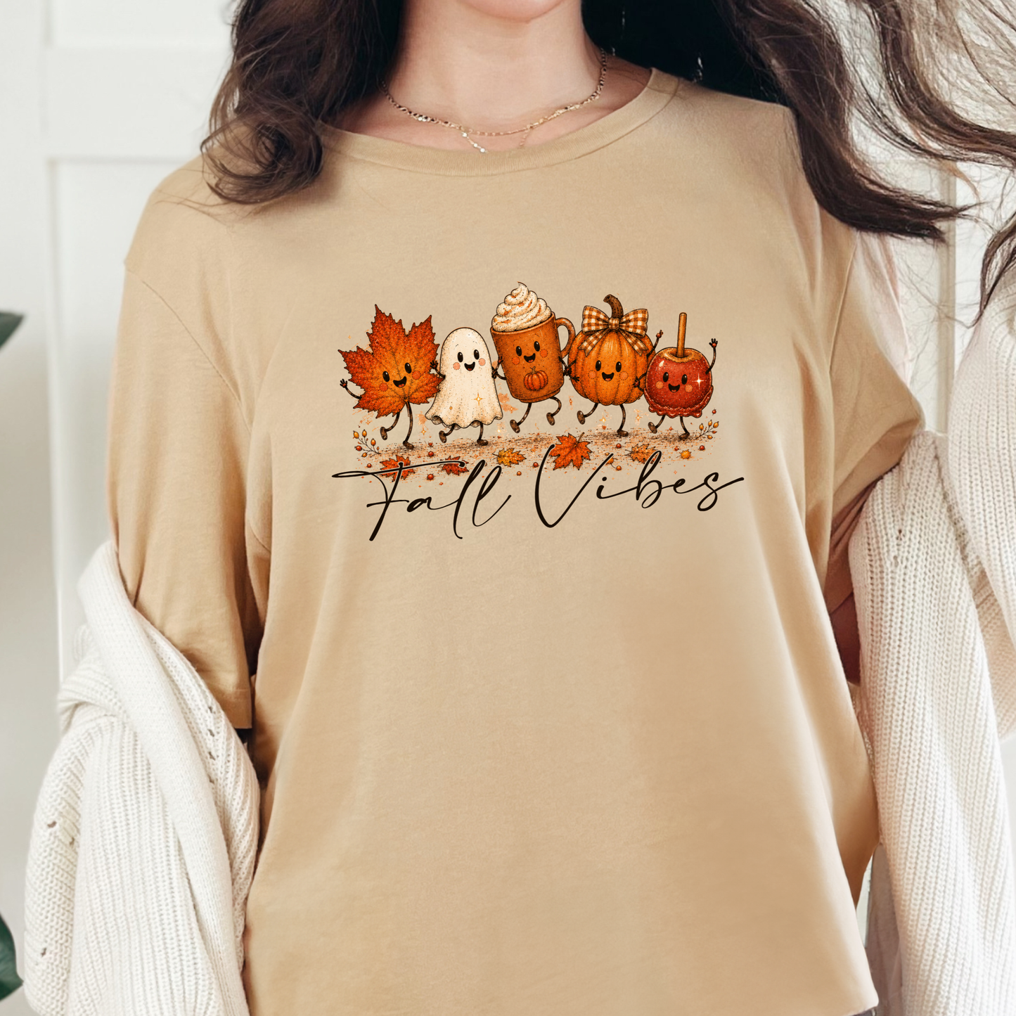 Wholesale Cute Fall Vibes Graphic Tee - Sand Dune