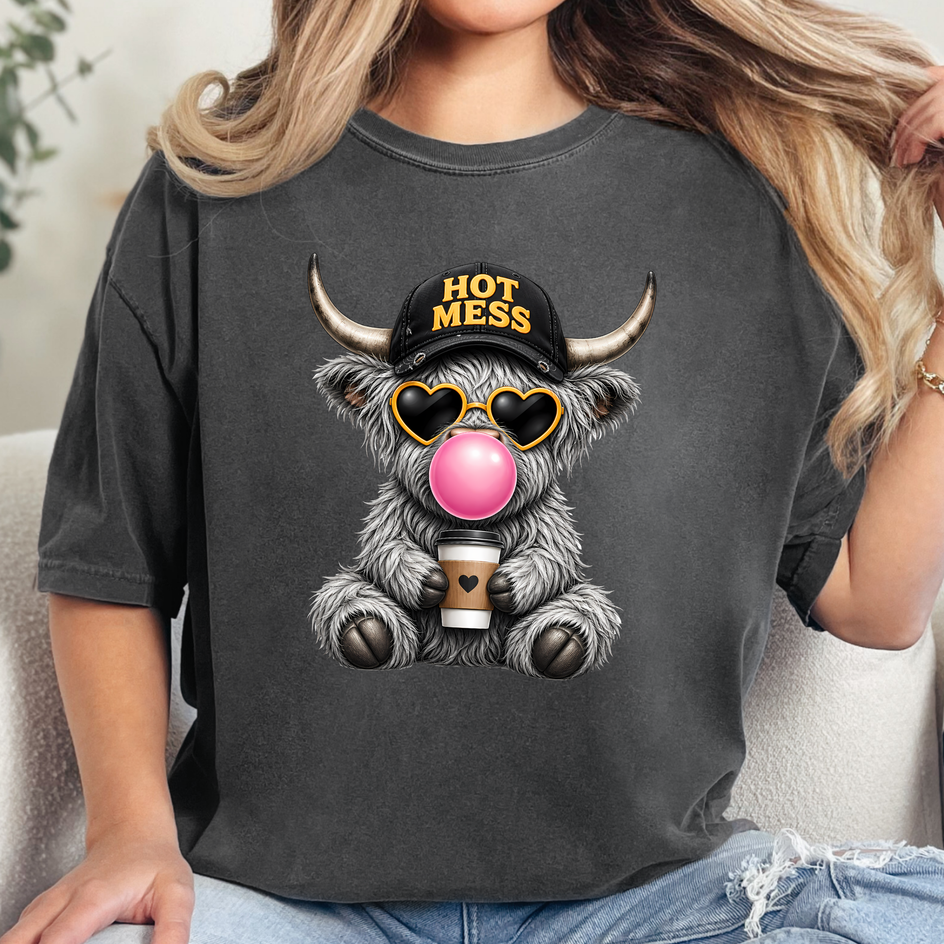 Wholesale Hot Mess Cow Graphic Tee - CC Pepper