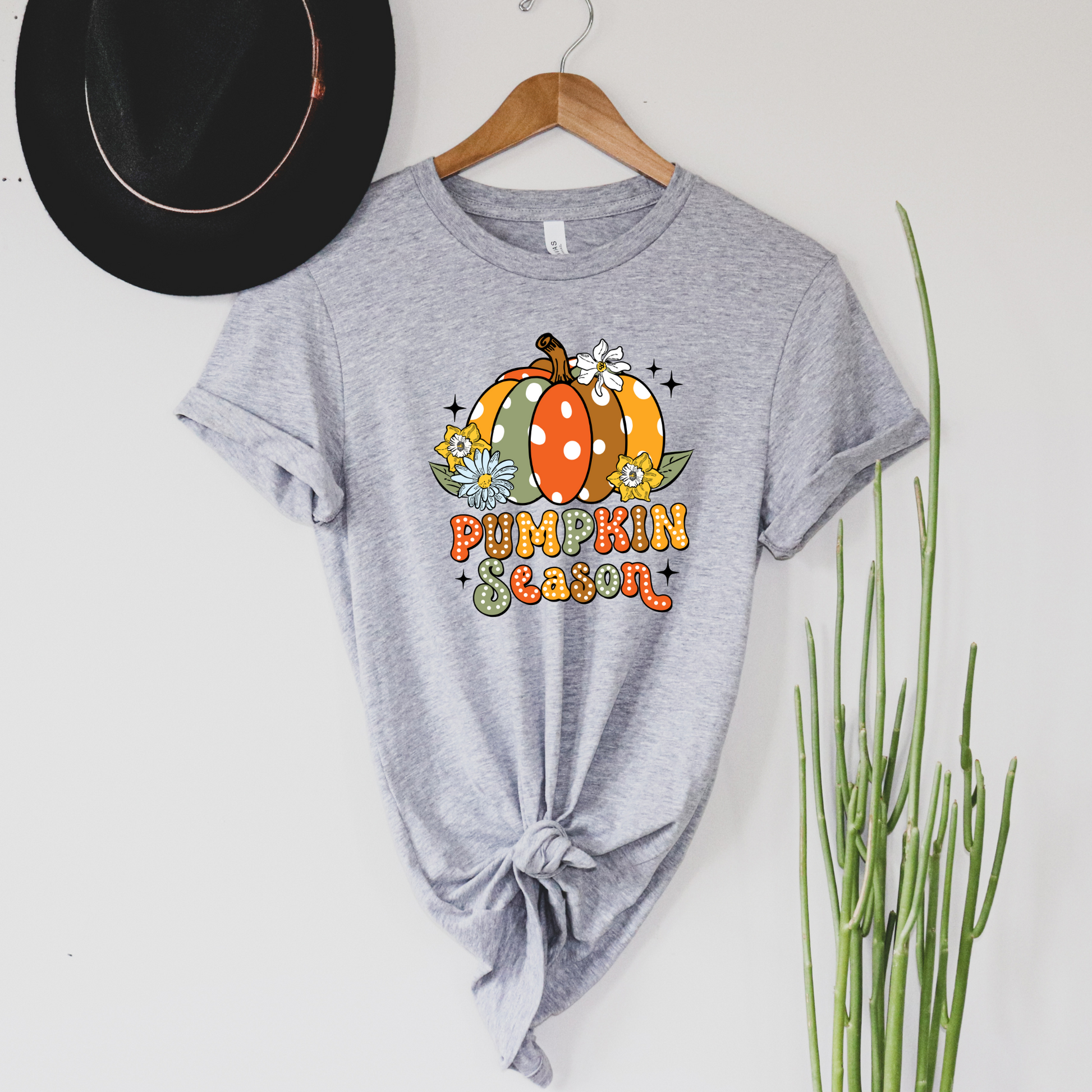 Wholesale Retro Pumpkin Season Graphic Tee - Heather Dust Tee