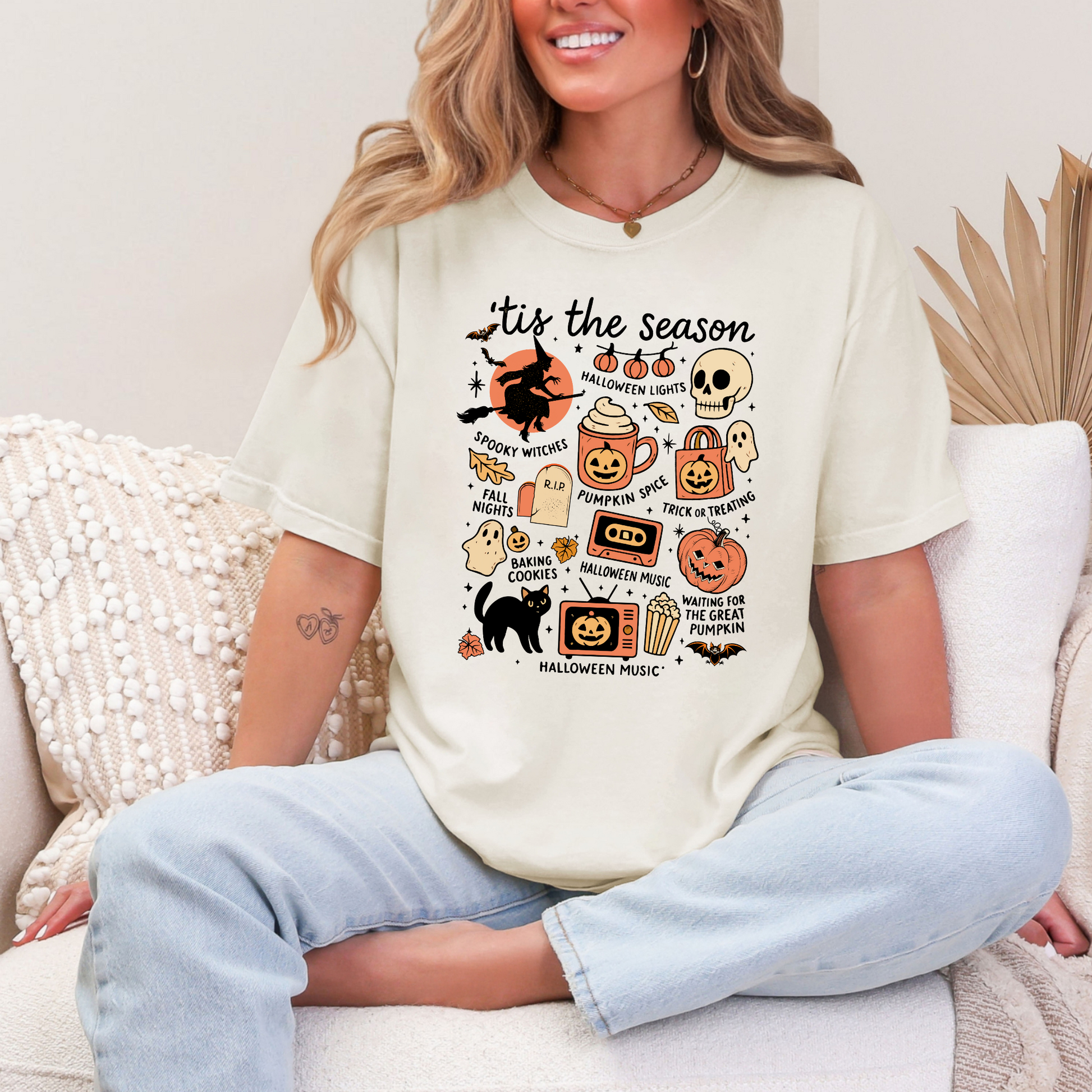 Wholesale Halloween Tis the Season Graphic Tee - CC Ivory Tee