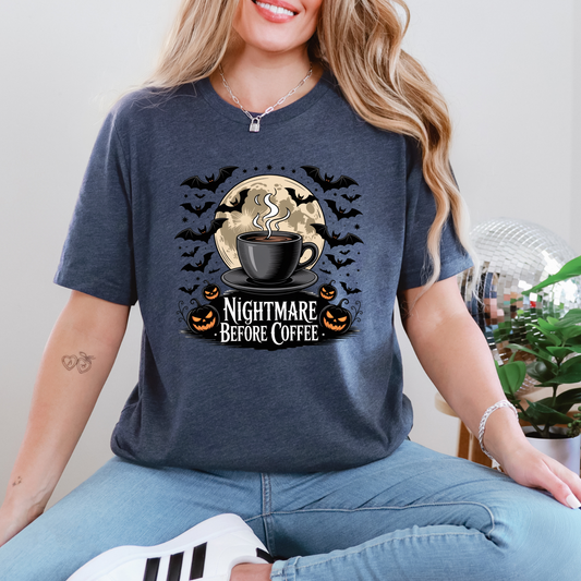 Wholesale Bats and Nightmare Before Coffee Graphic Tee - Heather Navy Tee