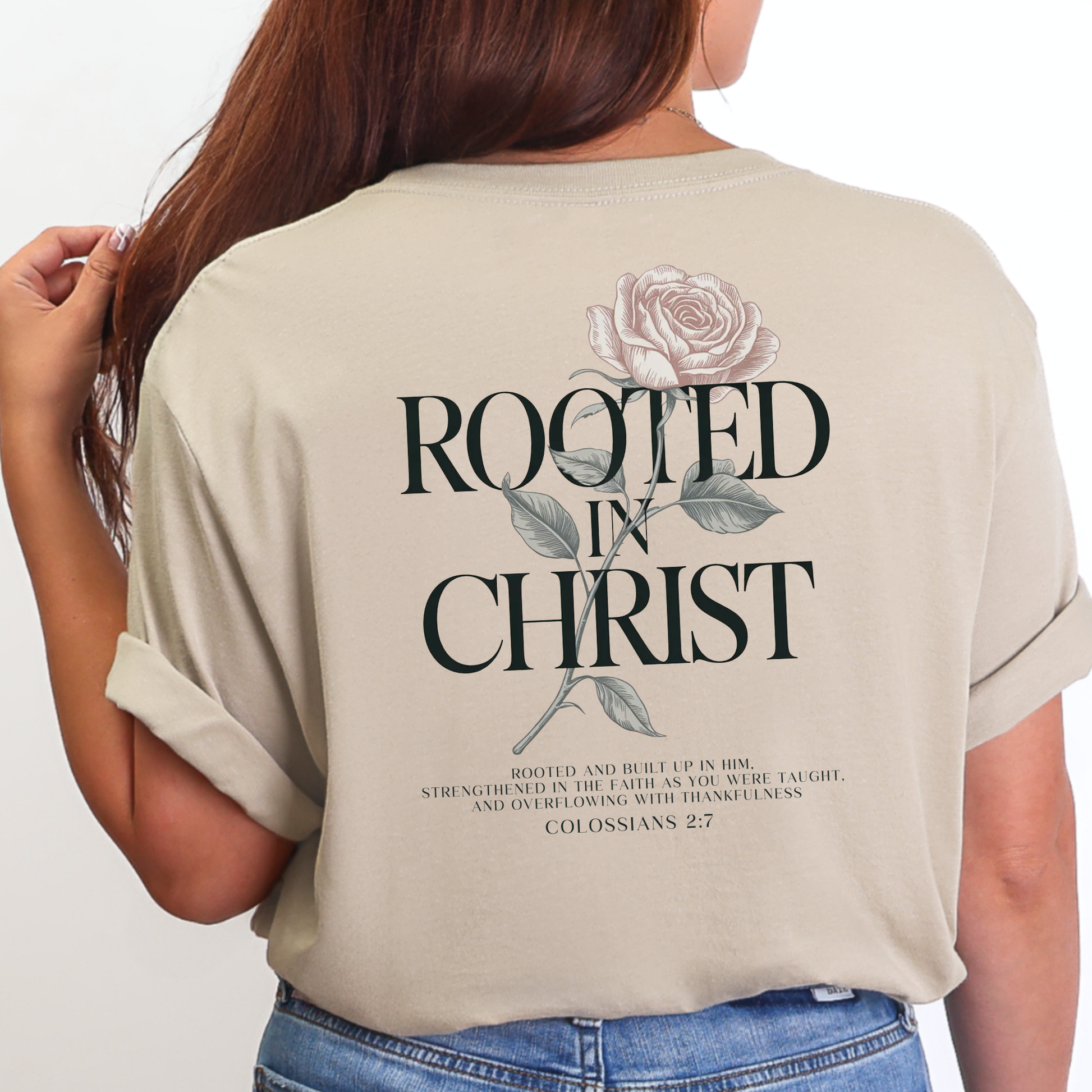 Wholesale Rooted in Christ Graphic Tee - Tan