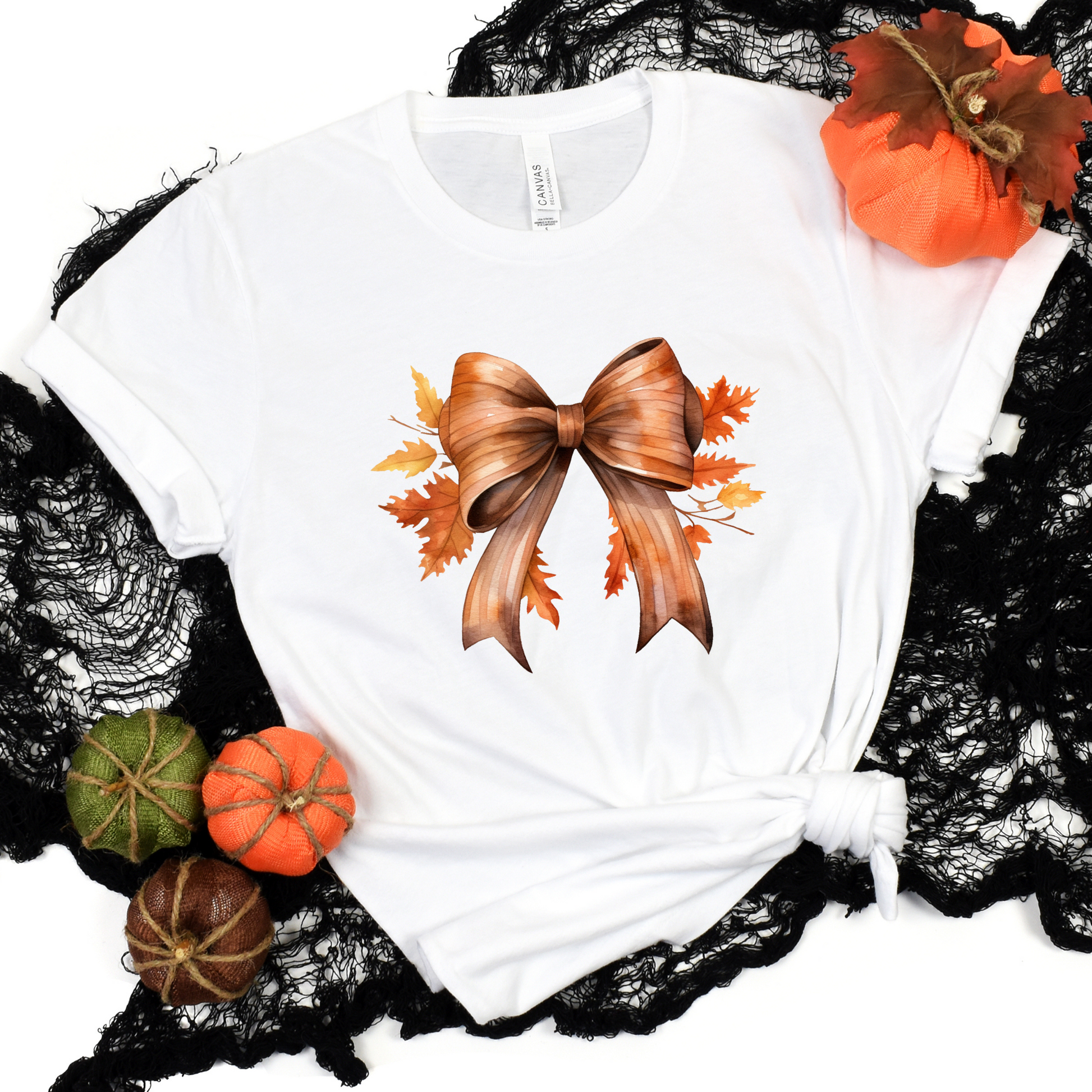 Wholesale Fall Bow Graphic Tee - Heather Dust Tee