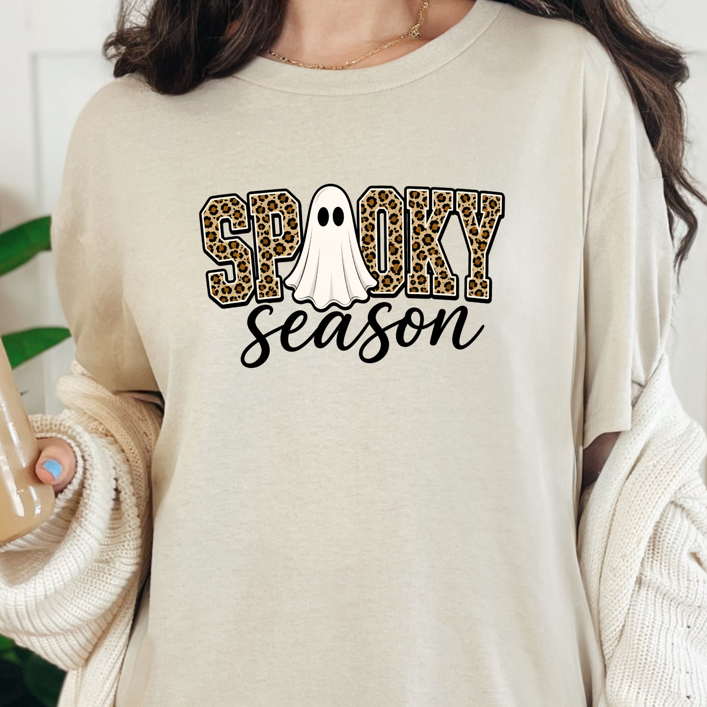 Wholesale Spooky Season Ghost Graphic Tee - Natural