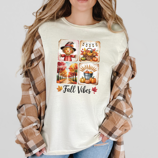 Wholesale Square Fall Vibes Graphic Tee - Natural Tee