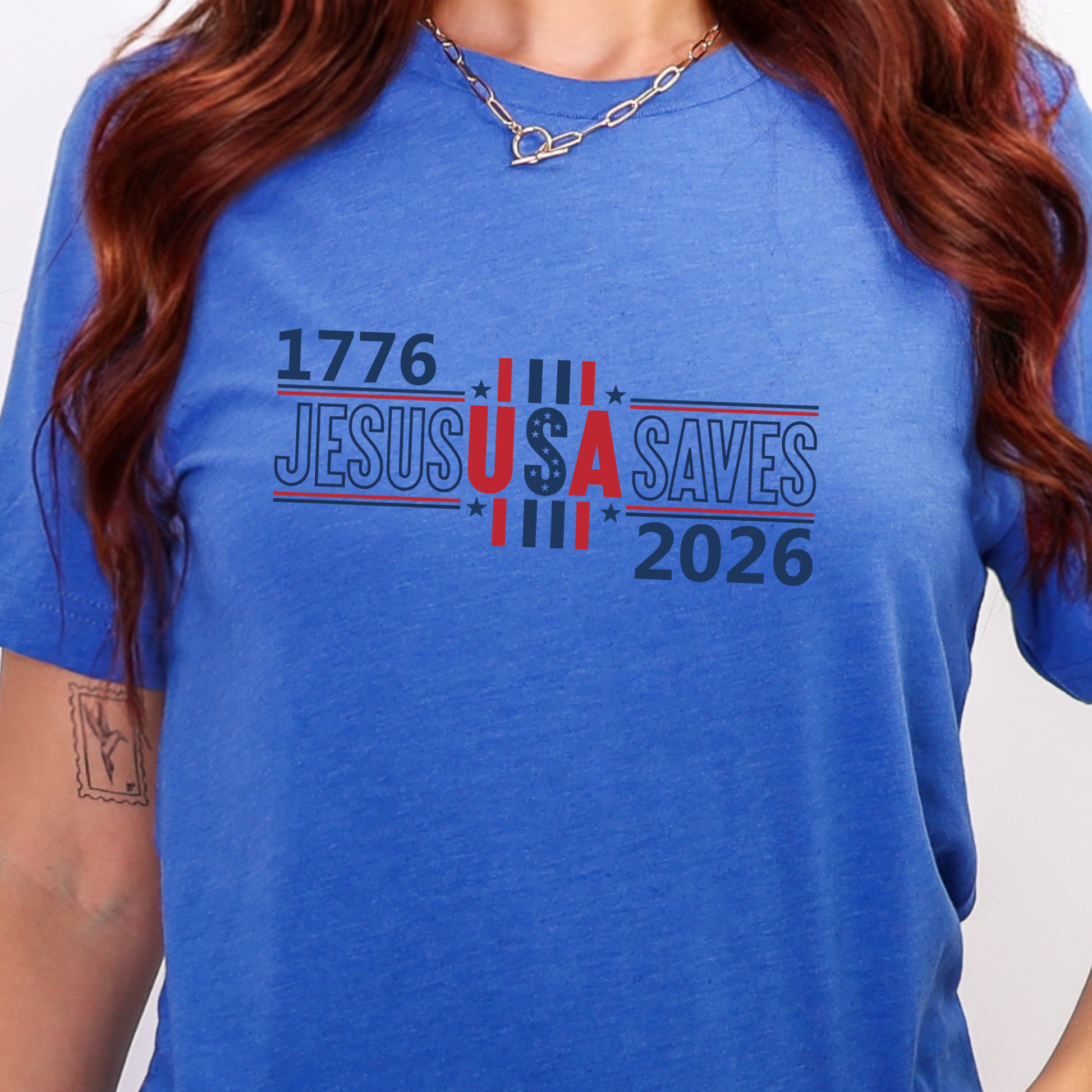 Wholesale Jesus USA Saves Graphic Tee - True Royal