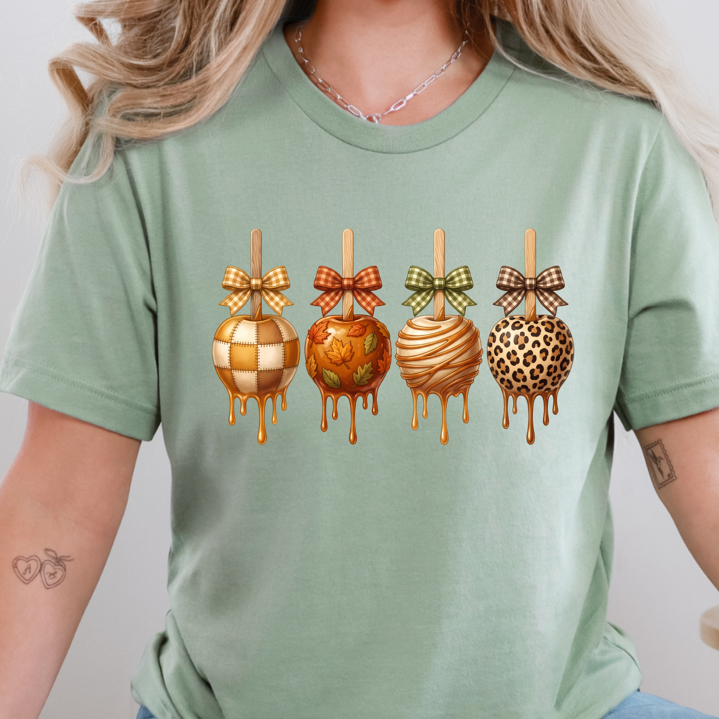 Wholesale Fall Caramel Apples Graphic Tee - Sage