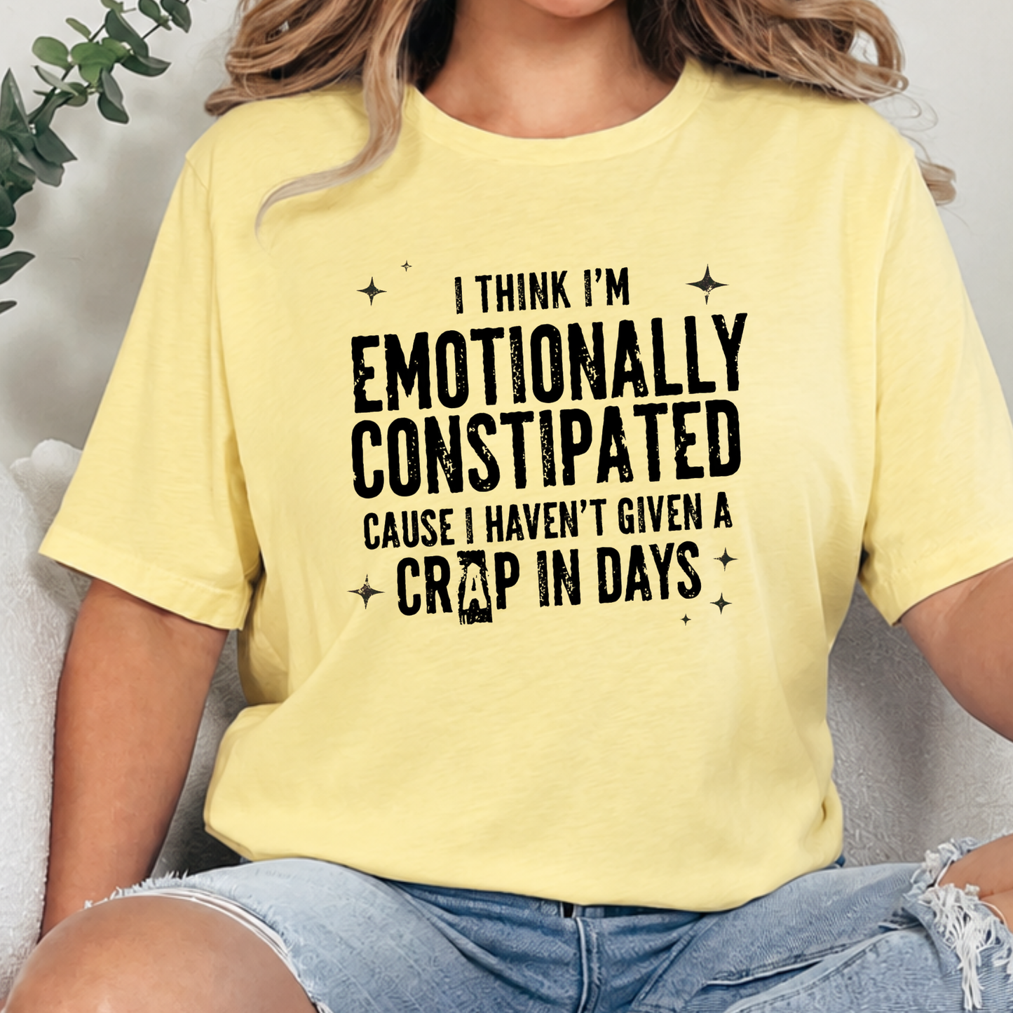 Wholesale Emotionally Constipated Graphic Tee - Heather French Vanilla